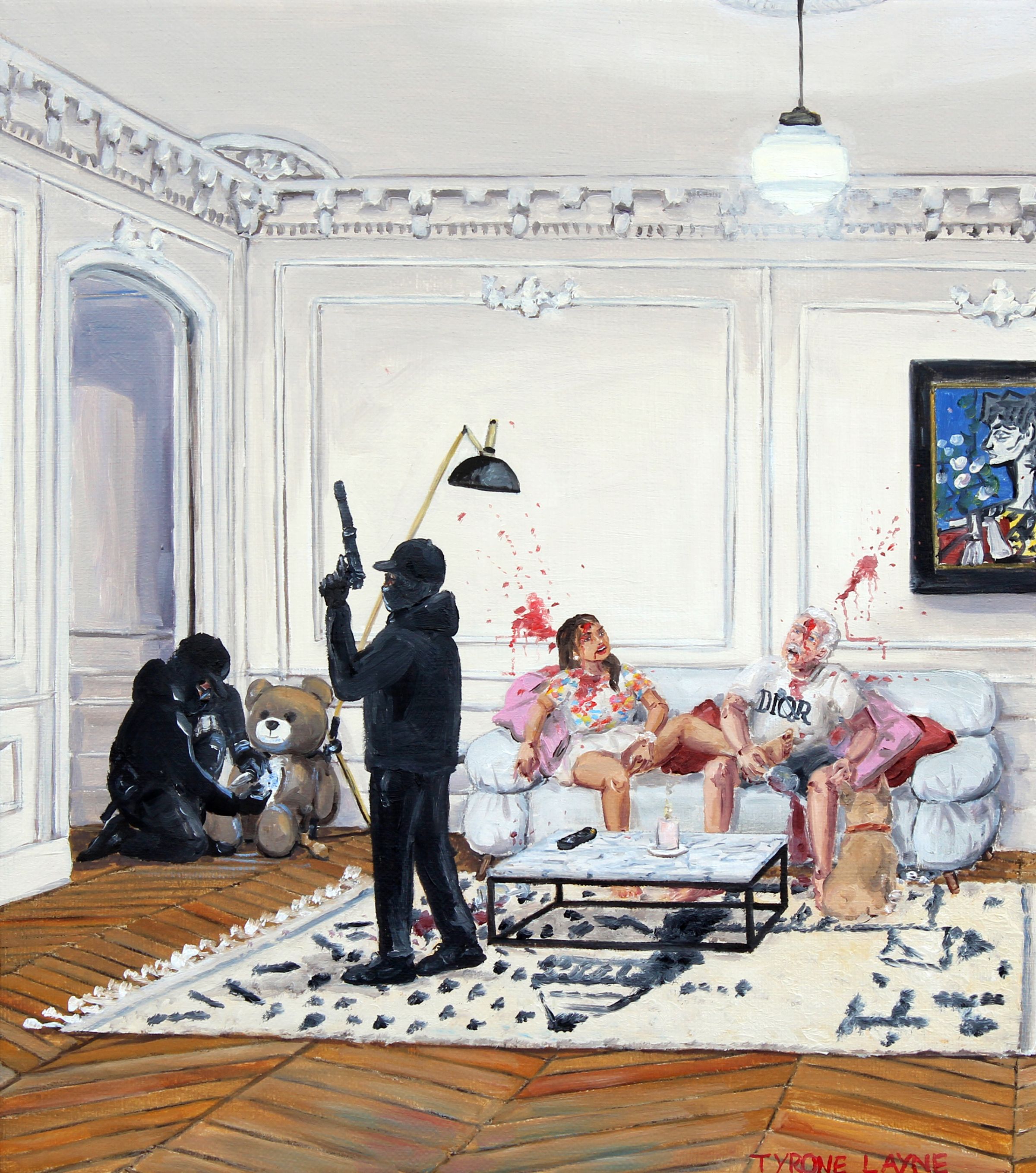 (Parisian Mini Series) The Diamond Heist. Oil on linen. 22.5cm X 20cm. 2021