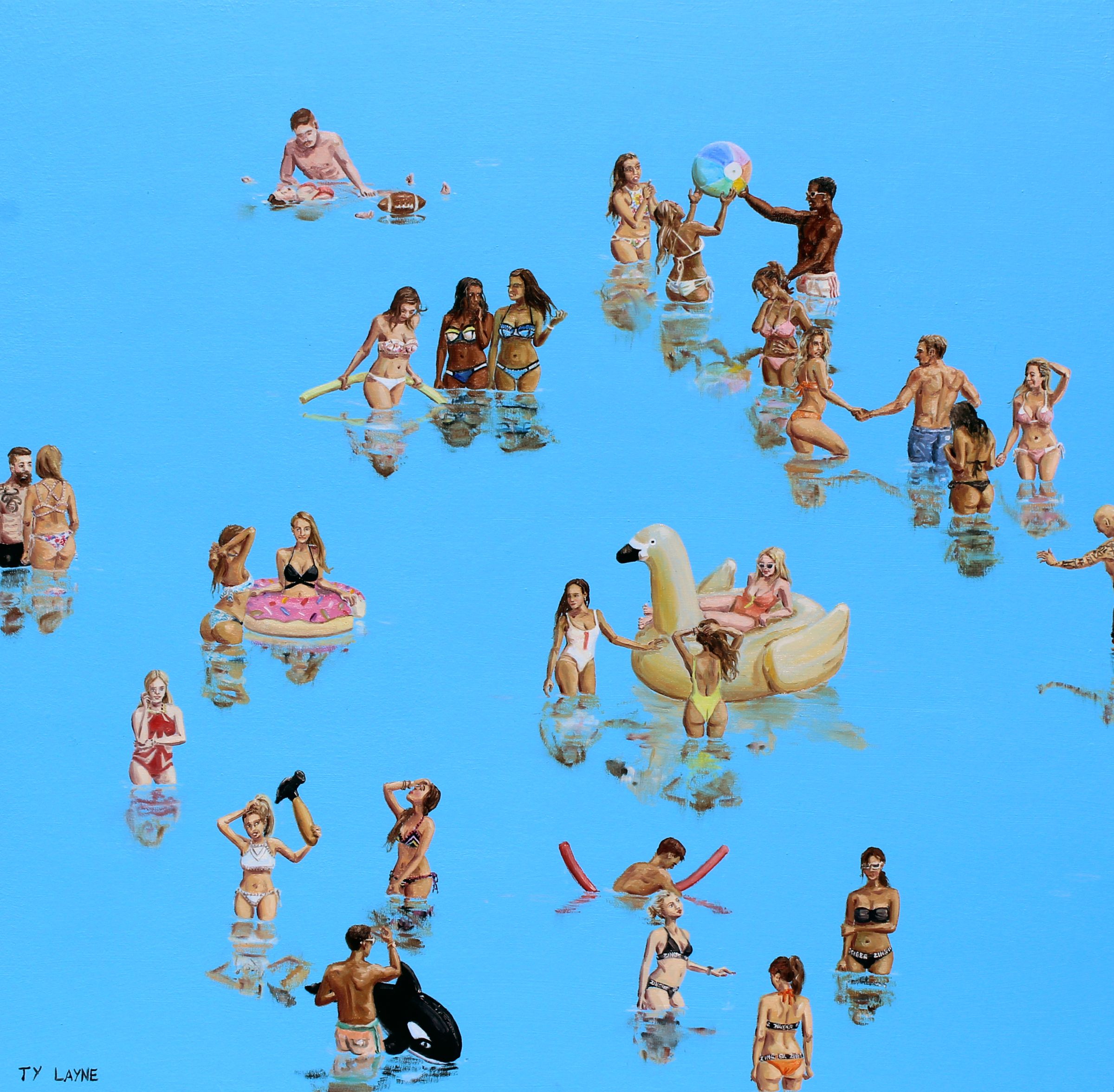 Bikini Wars II. Oil & Acrylic on board. 60cm X 60cm. 2016