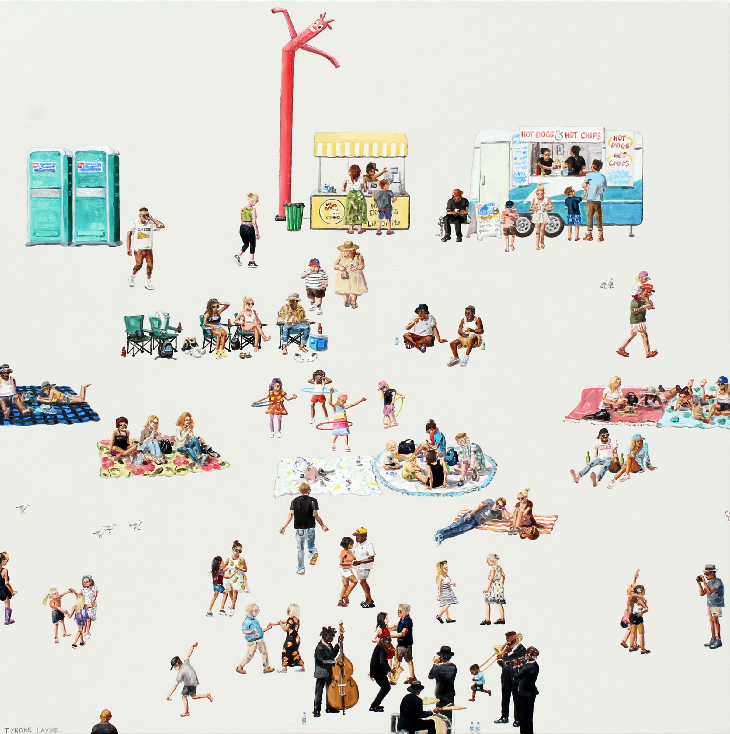 Jazz in the Park II. Oil & acrylic on linen. 61cm x 61cm. 2018