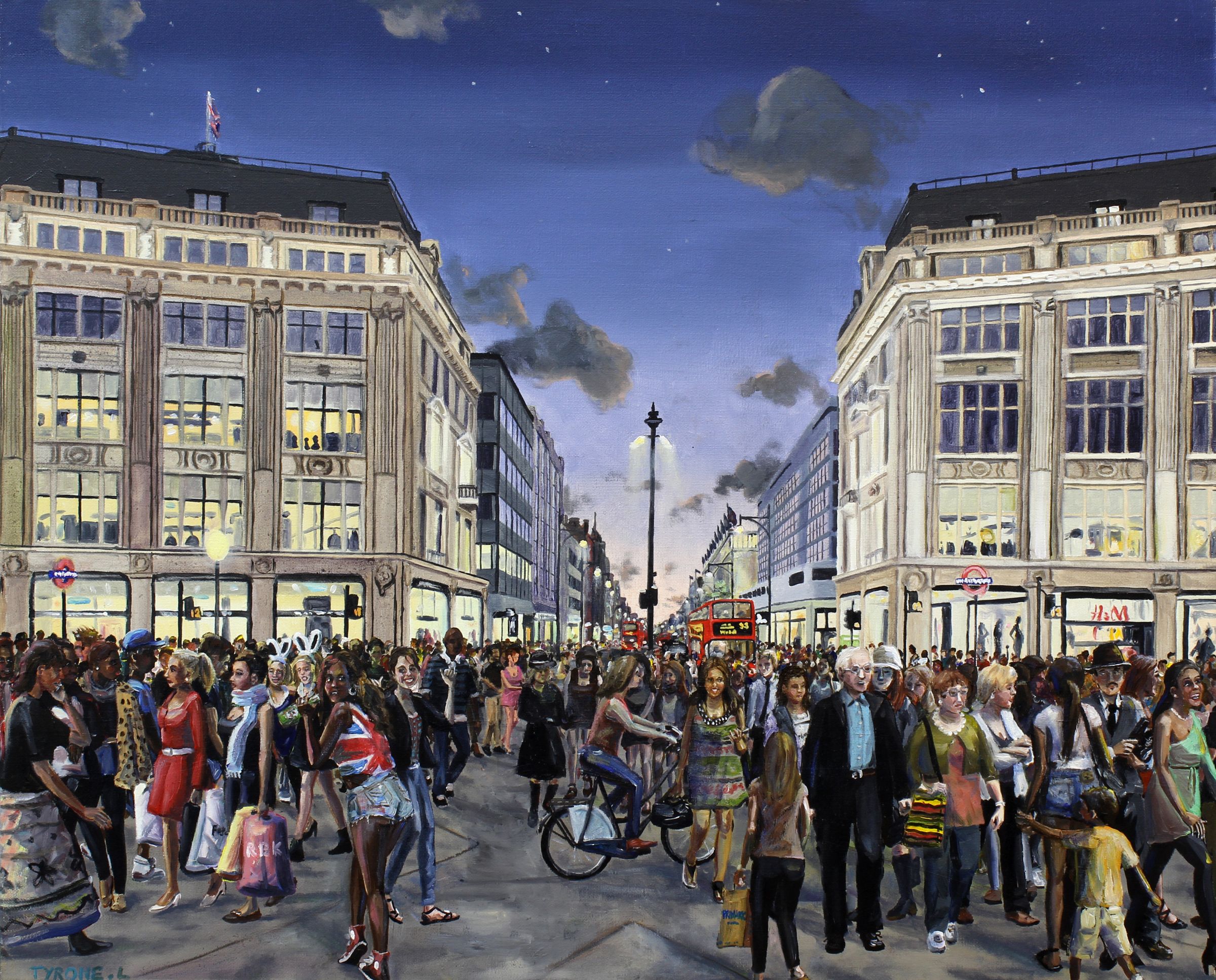 The Night is Young- Oxford Circus, London. Oil on canvas. 40cm x 50cm. 2012
