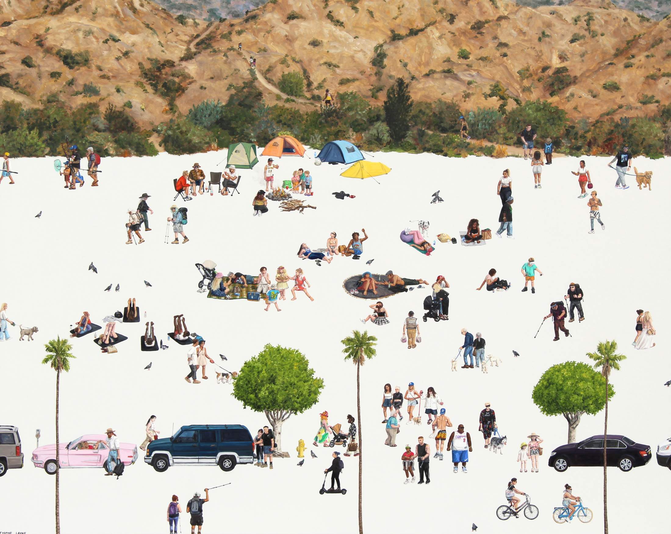 Los Angeles- City meets the mountains. Oil & Acrylic on linen. 122cm X 152cm. 2024