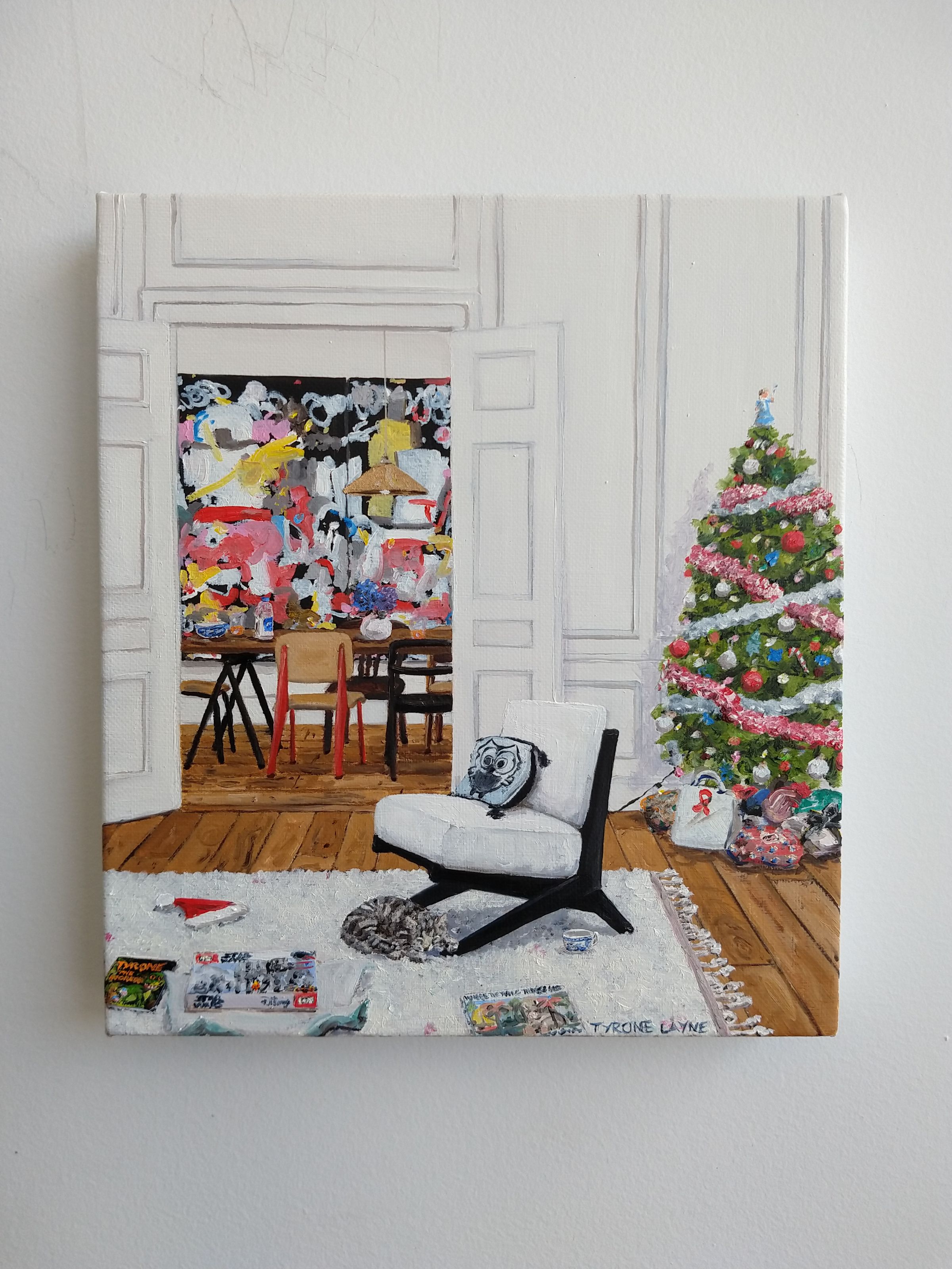Christmas Morning. Oil on linen. 22.5cm X 20cm. 2020
