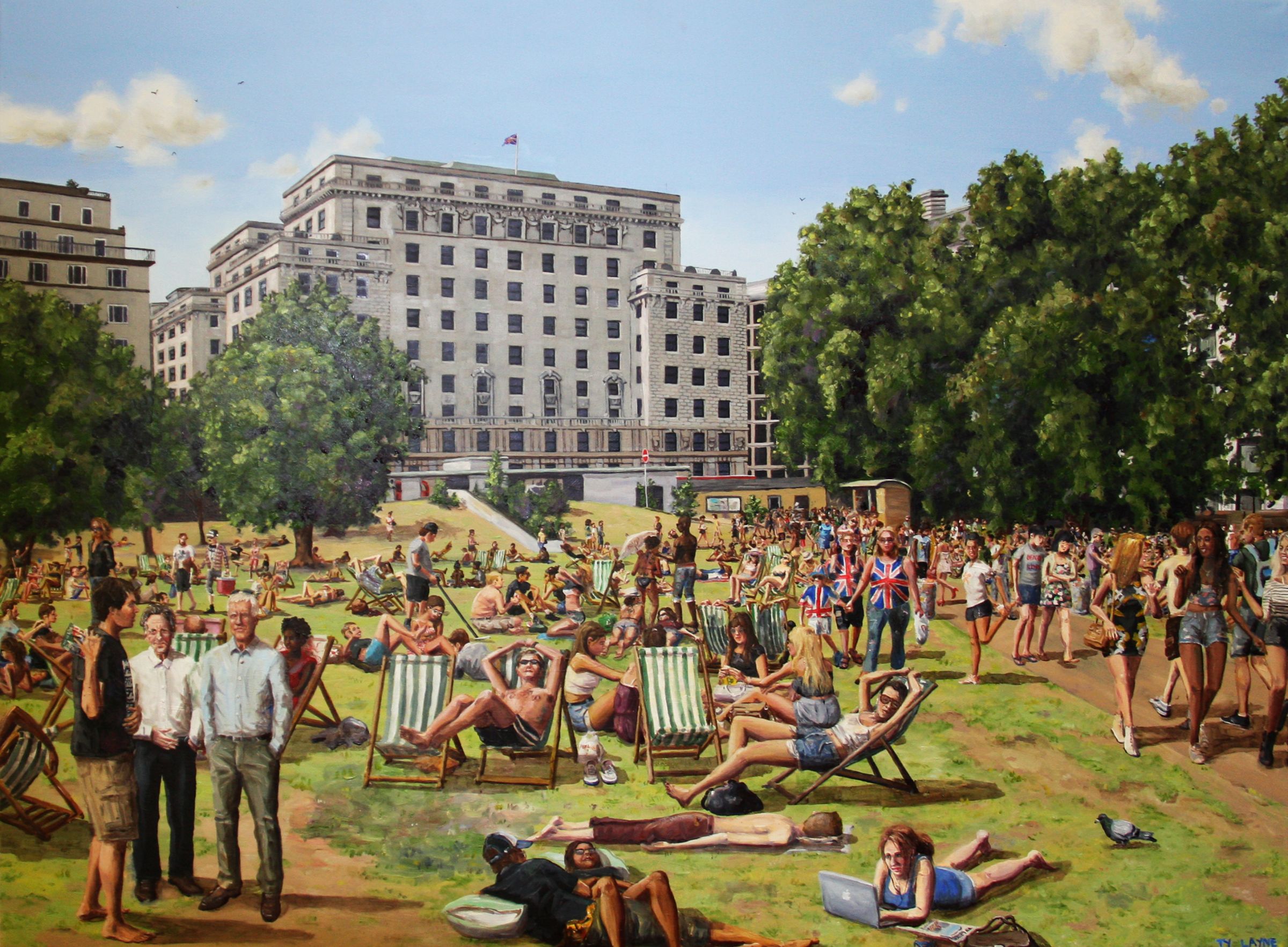 July heat wave- Green Park. Oil on canvas. 75cm x 100cm. 2013