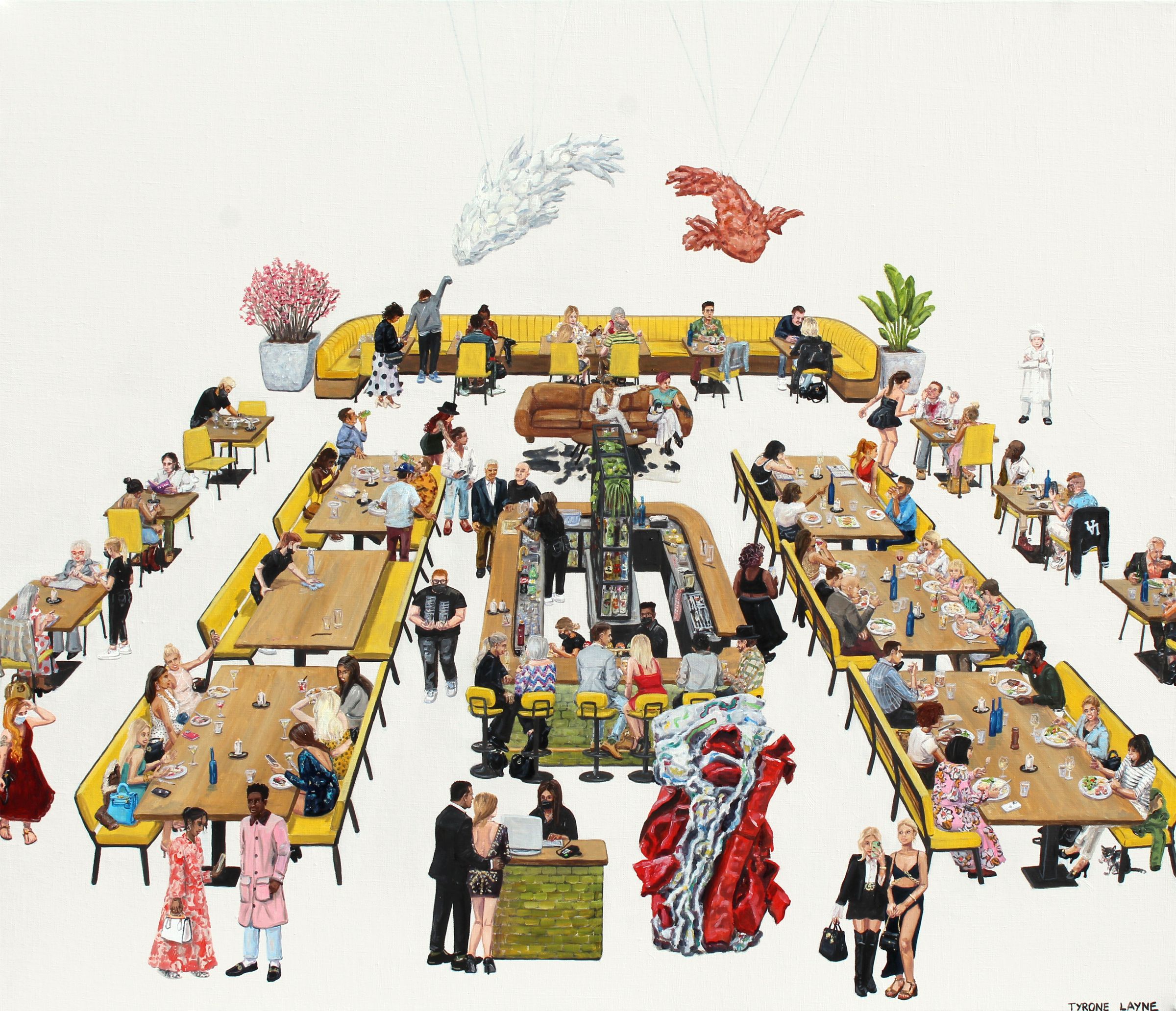The Restaurant. Oil & acrylic on linen. 61cm x 71cm. 2022.