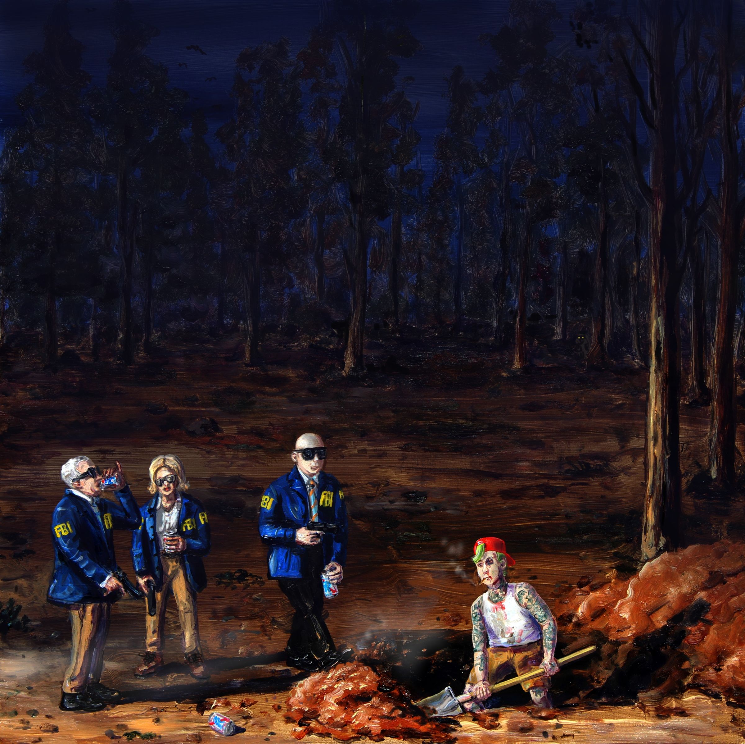 The Woods (1/1 NFT). Oil on board + digital drawing. 2022