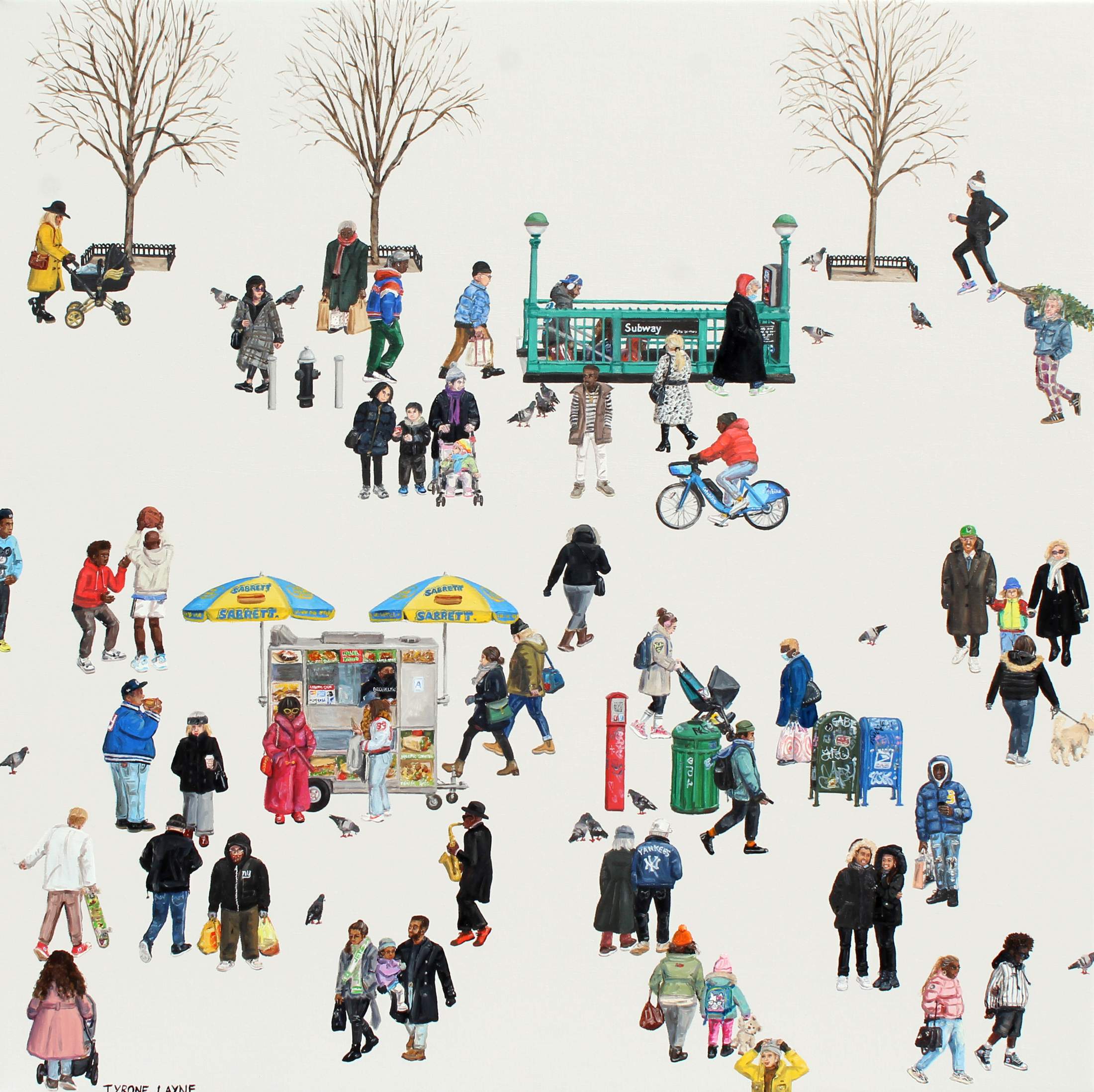 Winters Day Brooklyn Heights. Oil & Acrylic on linen. 61cm X 61cm. 2024