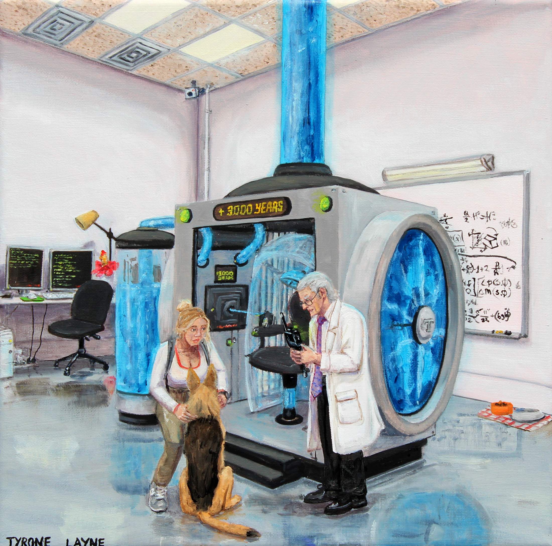 Time Machine, oil on linen, 25 × 25 cm, Tyrone Layne, 2024