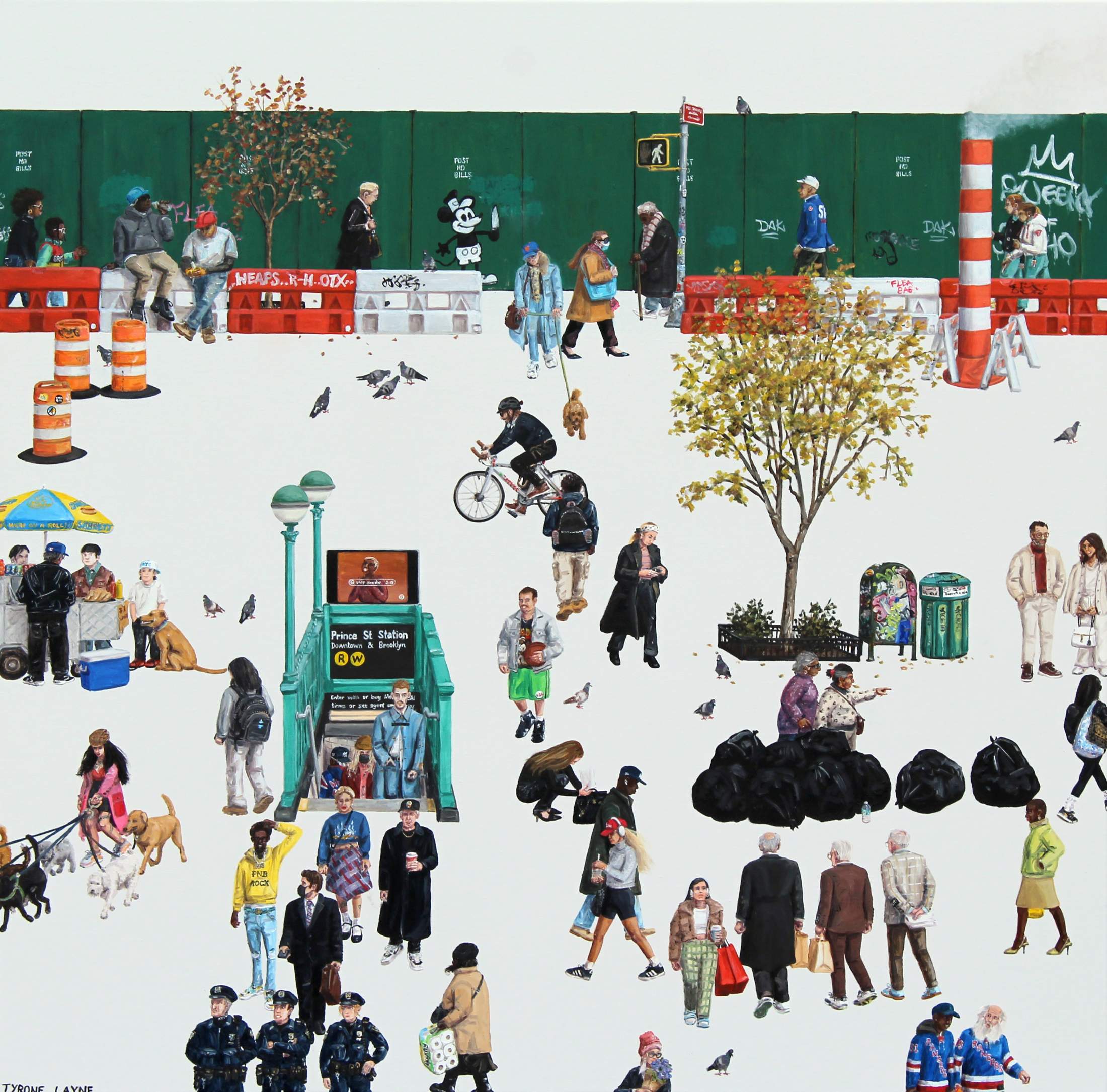 Steamboat Mickey in Soho. Oil & Acrylic on linen. 71cm X 71cm. 2023/2024