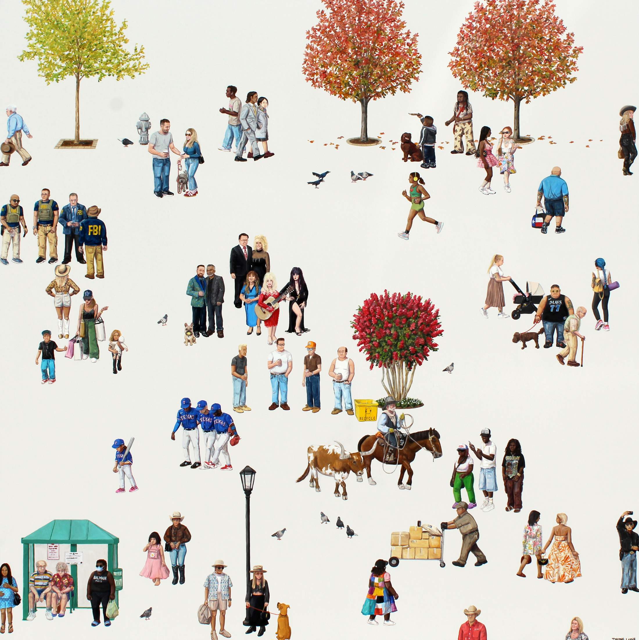 A Day in Fort Worth Texas. Oil & acrylic on linen. 152cm x 152cm. 2025