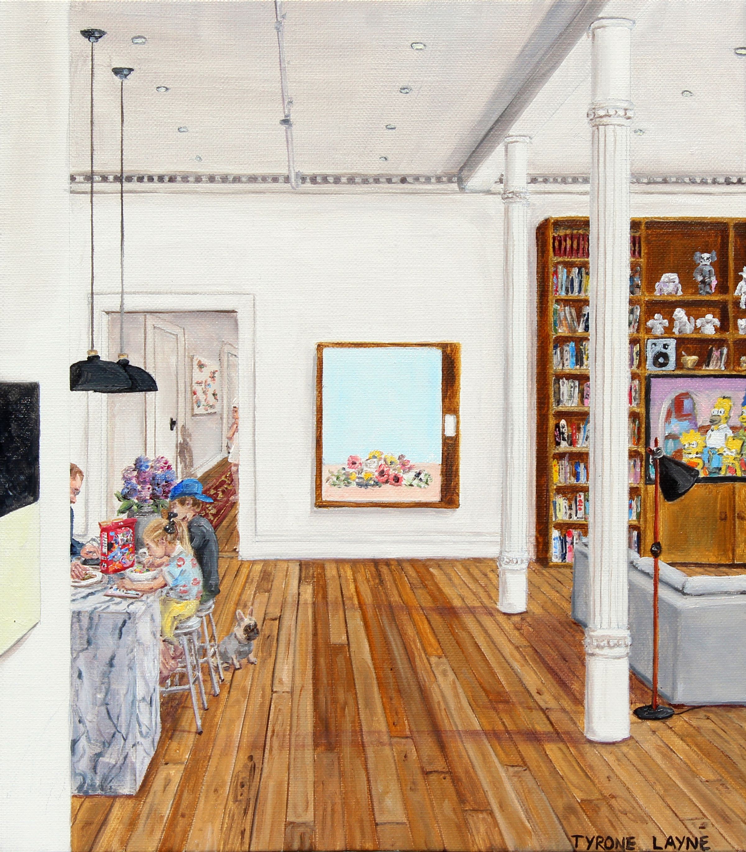 (TriBeCa family mini series) Breakfast in Tribeca. Oil on linen. 22.5cm x 20cm. 2021