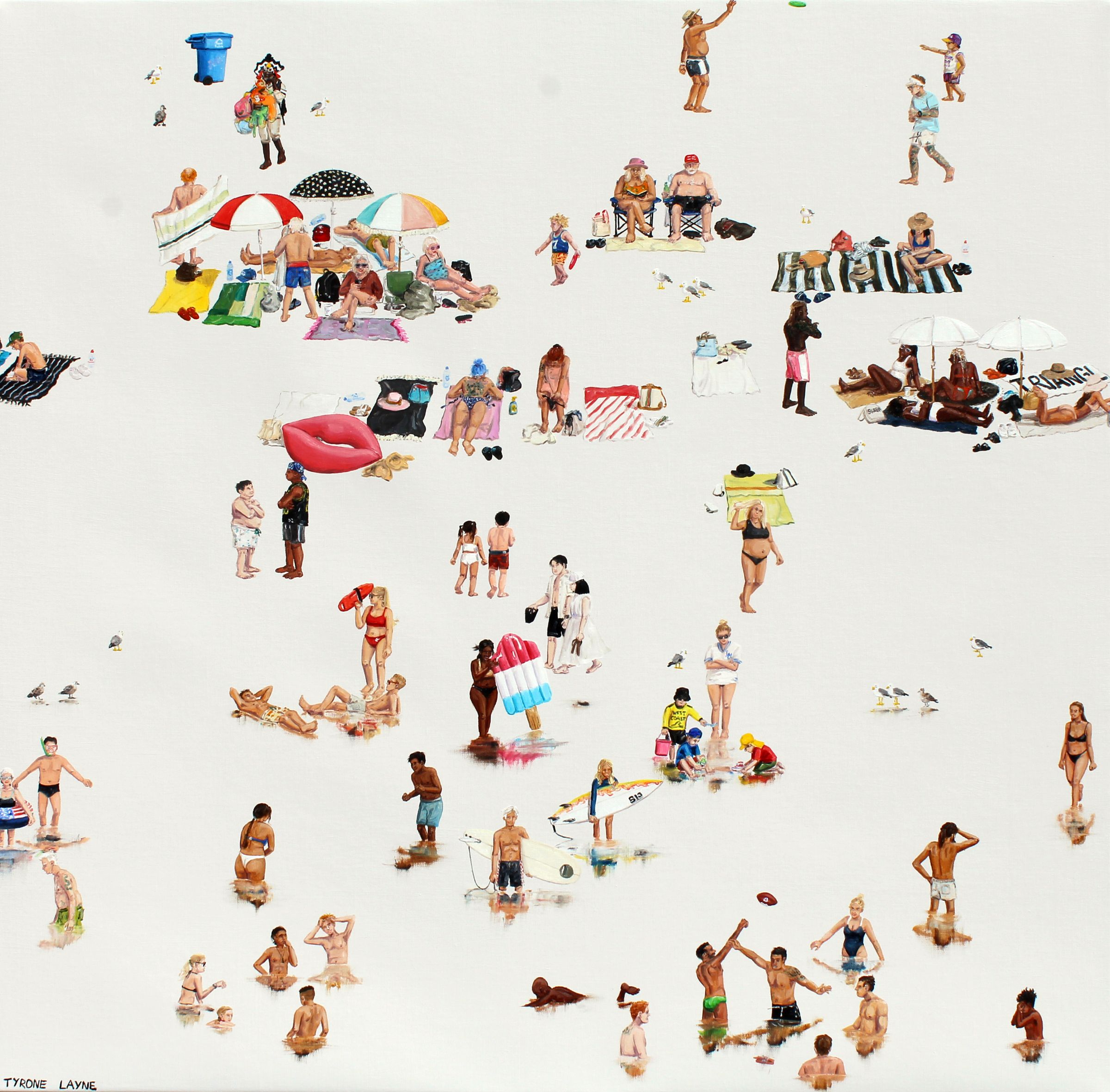 Inflatable Lips and a Popsicle. Oil & acrylic on linen. 76cm x 76cm. 2022.