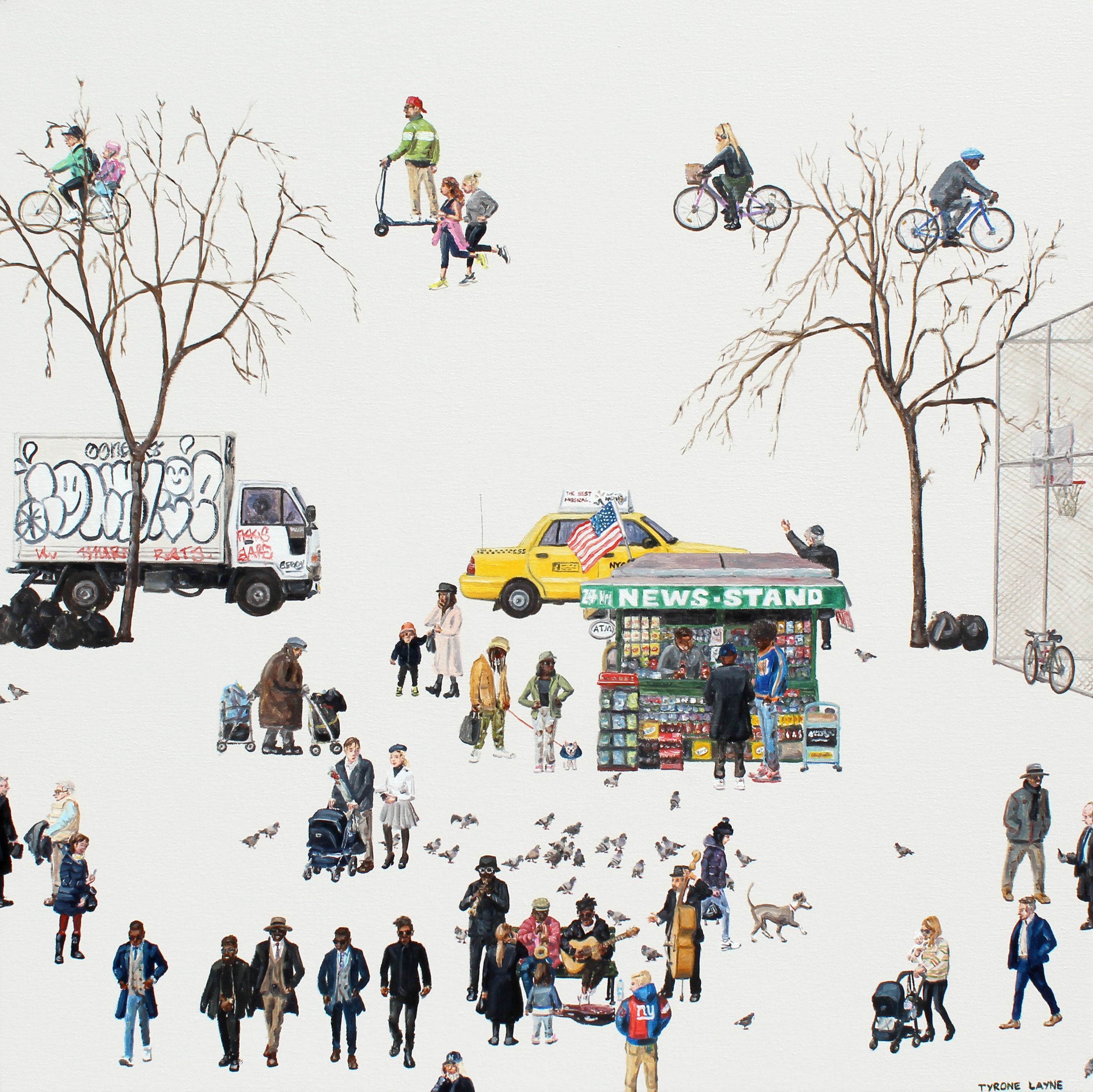 Monday Afternoon- East Village. Oil & Acrylic on canvas. 61cm X 61cm. 2018