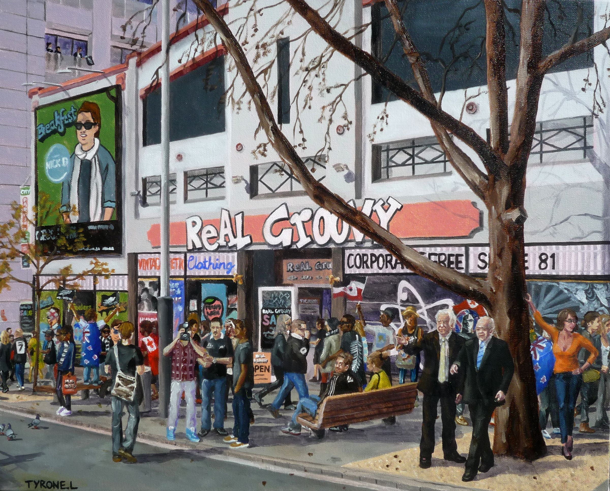 Real Groovy. Oil on canvas. 38cm x 48cm. 2011