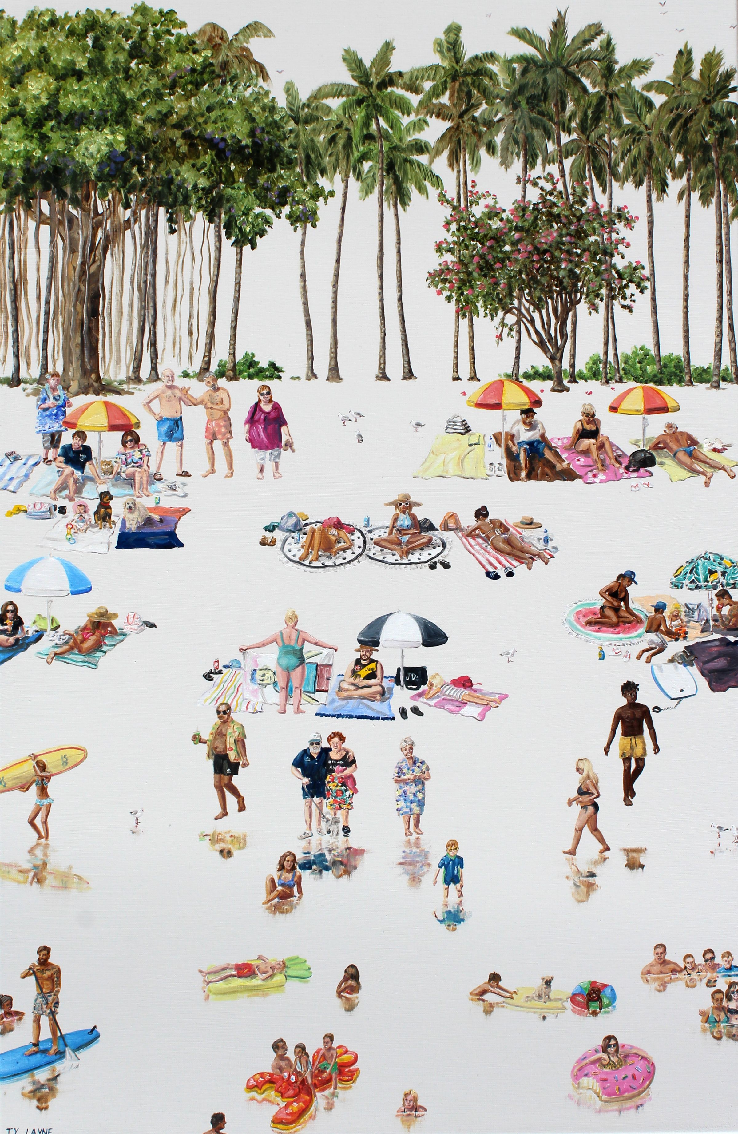 Family Vacation in Hawaii. Oil & Acrylic on linen. 71cm X 46cm. 2017