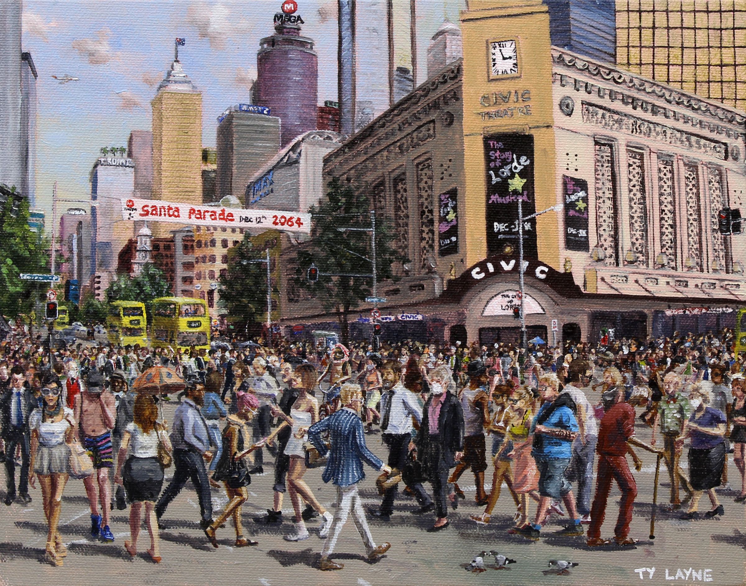 Auckland Summer- The Year 2064. Oil on canvas. 22cm X 28cm. 2014
