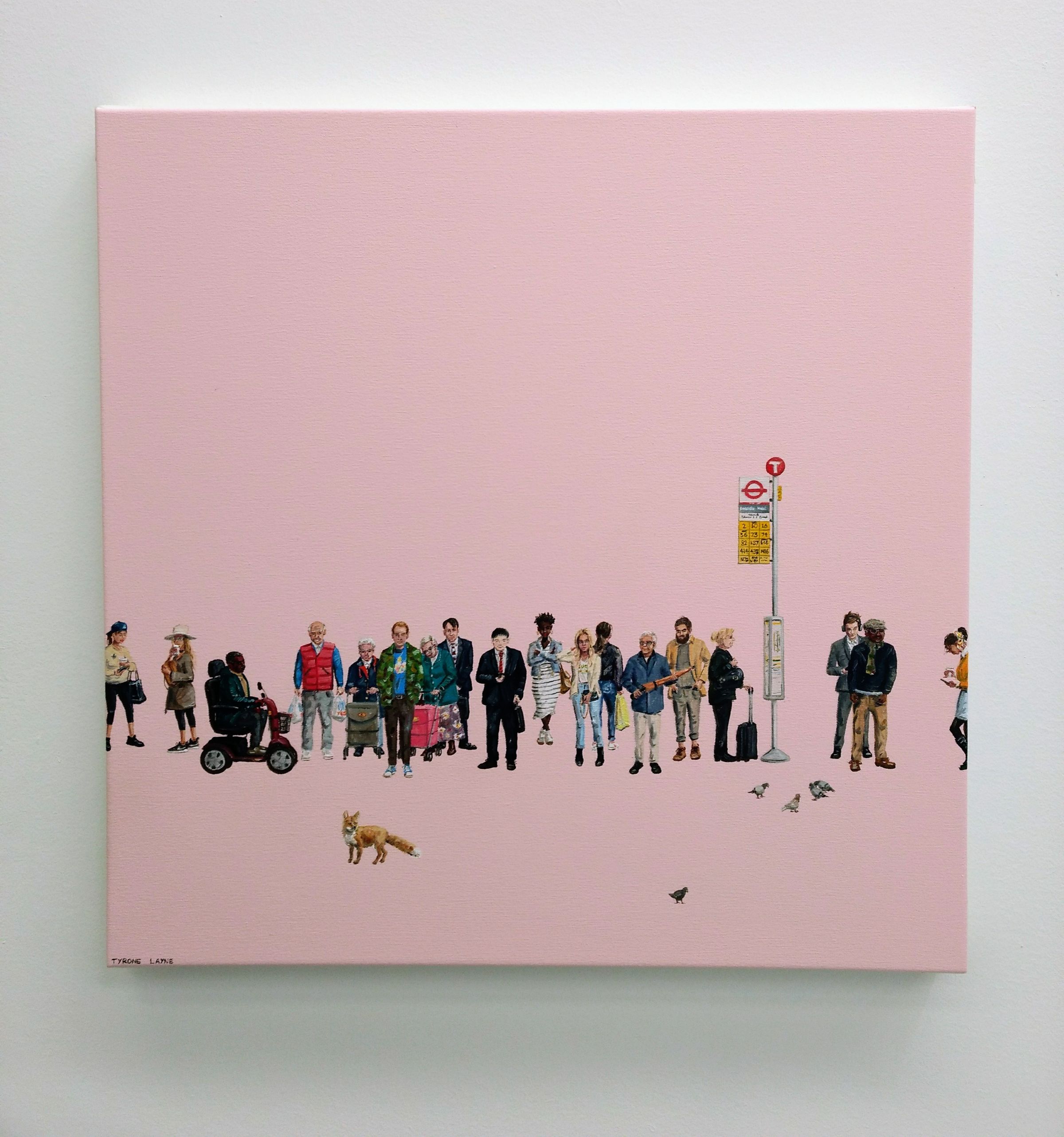 The Bus Stop II. Oil & acrylic on canvas. 61cm x 61cm. 2018