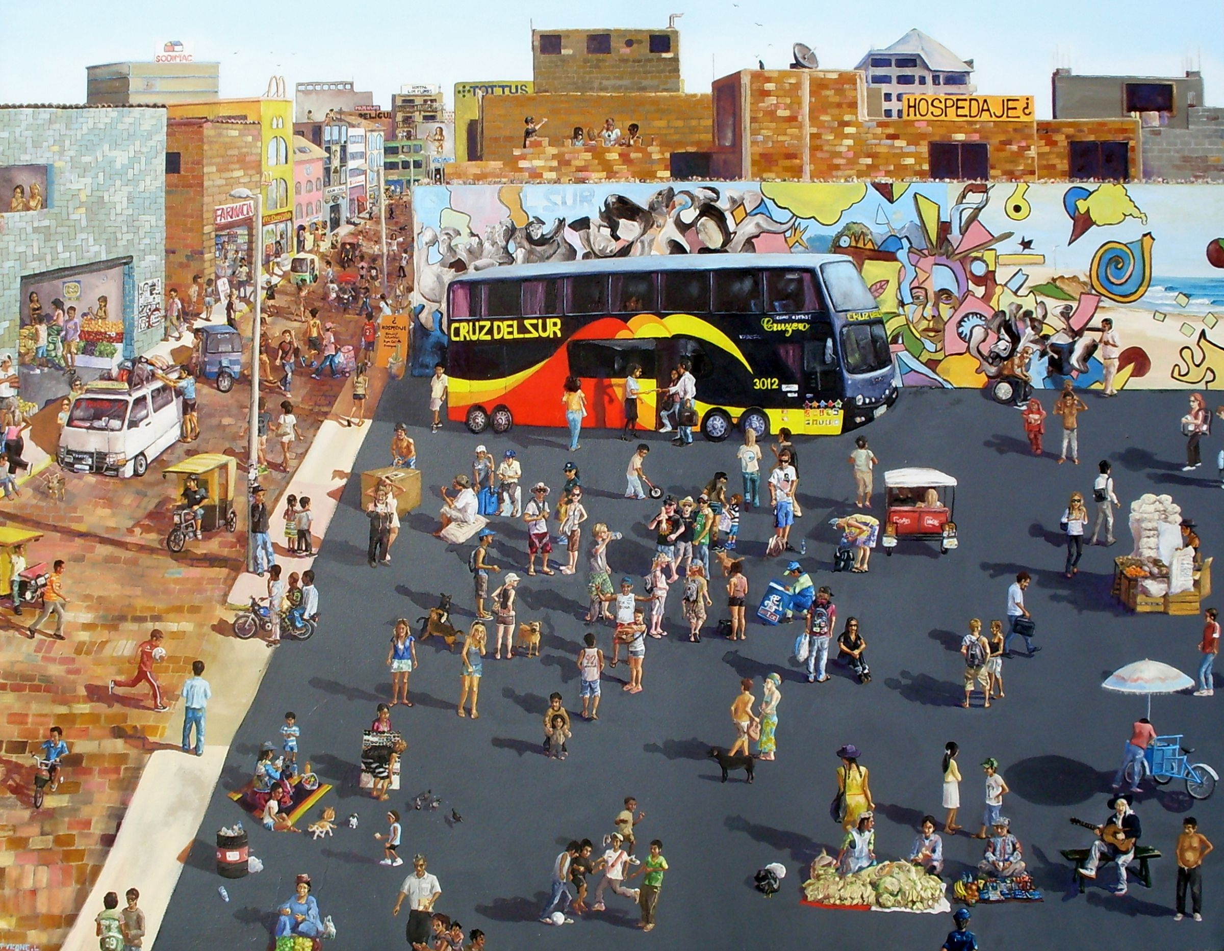 18 Kiwi's in Peru. Oil on canvas. 140cm x 180cm. 2008-2009
