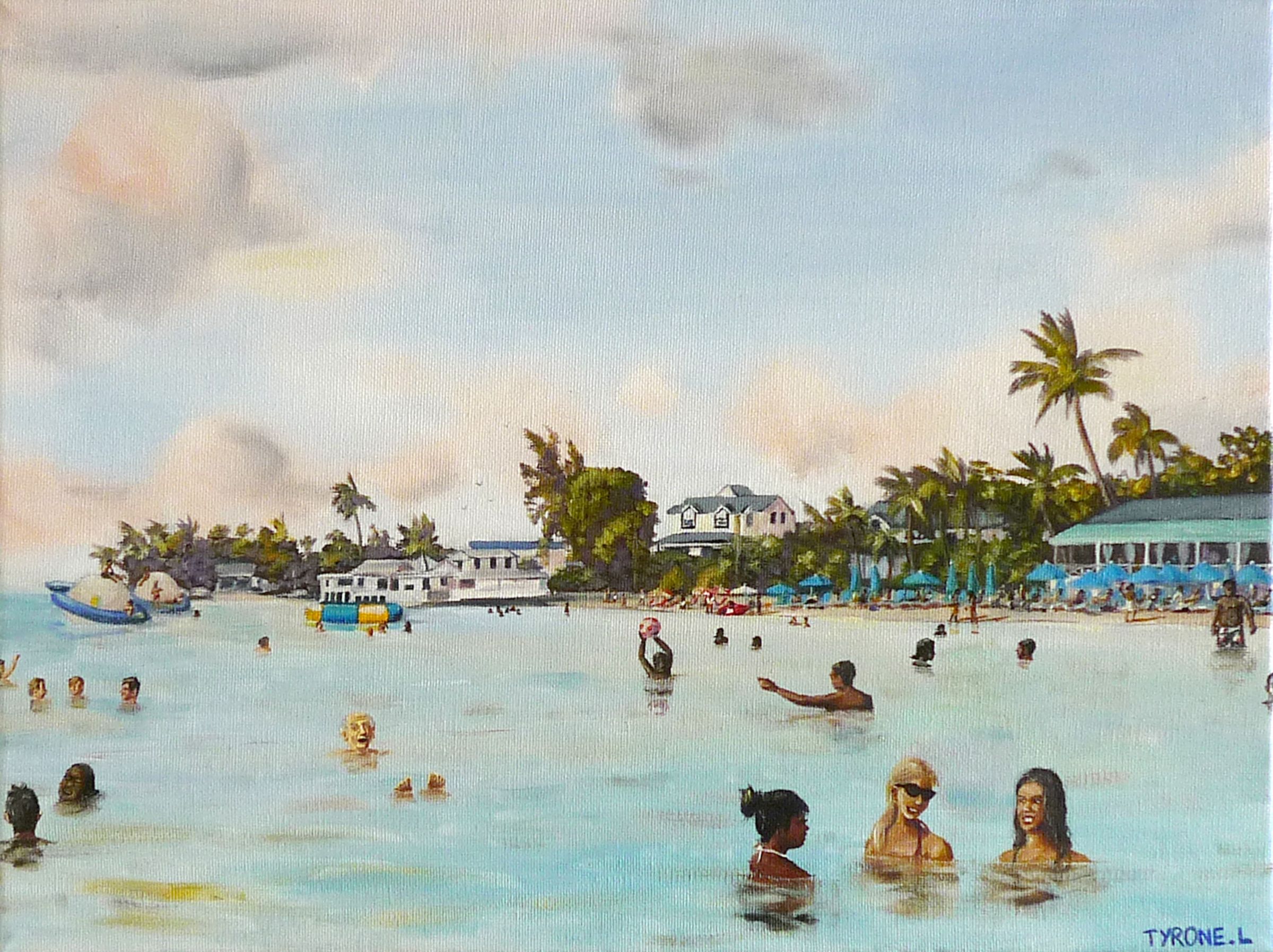 Afternoon sea bath at Mullins- Barbados. Oil on canvas. 30cm x 40cm. 2012