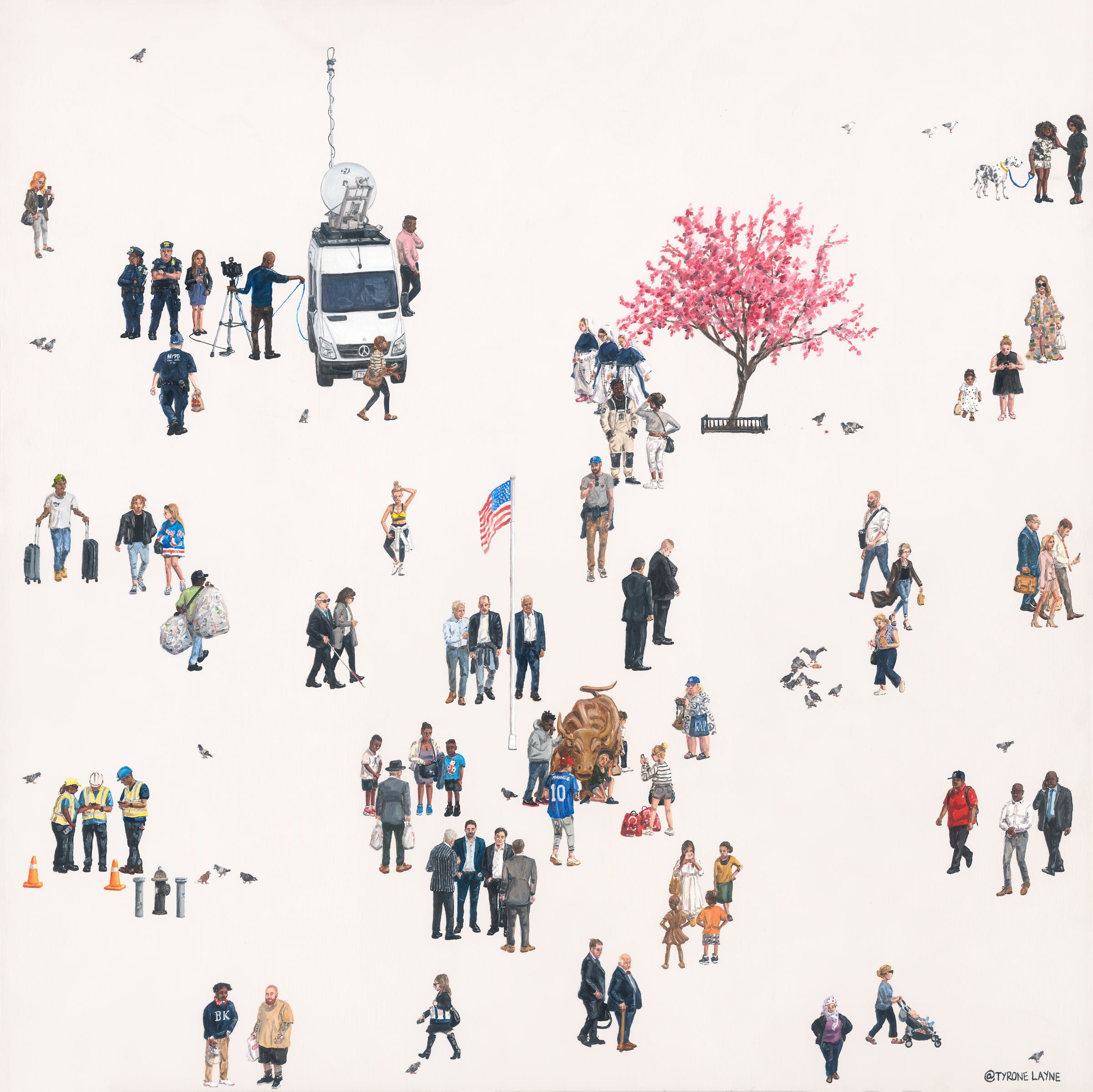 Financial District NYC- Spring. Oil & Acrylic on linen. (each) 84cm X 84cm. 2018