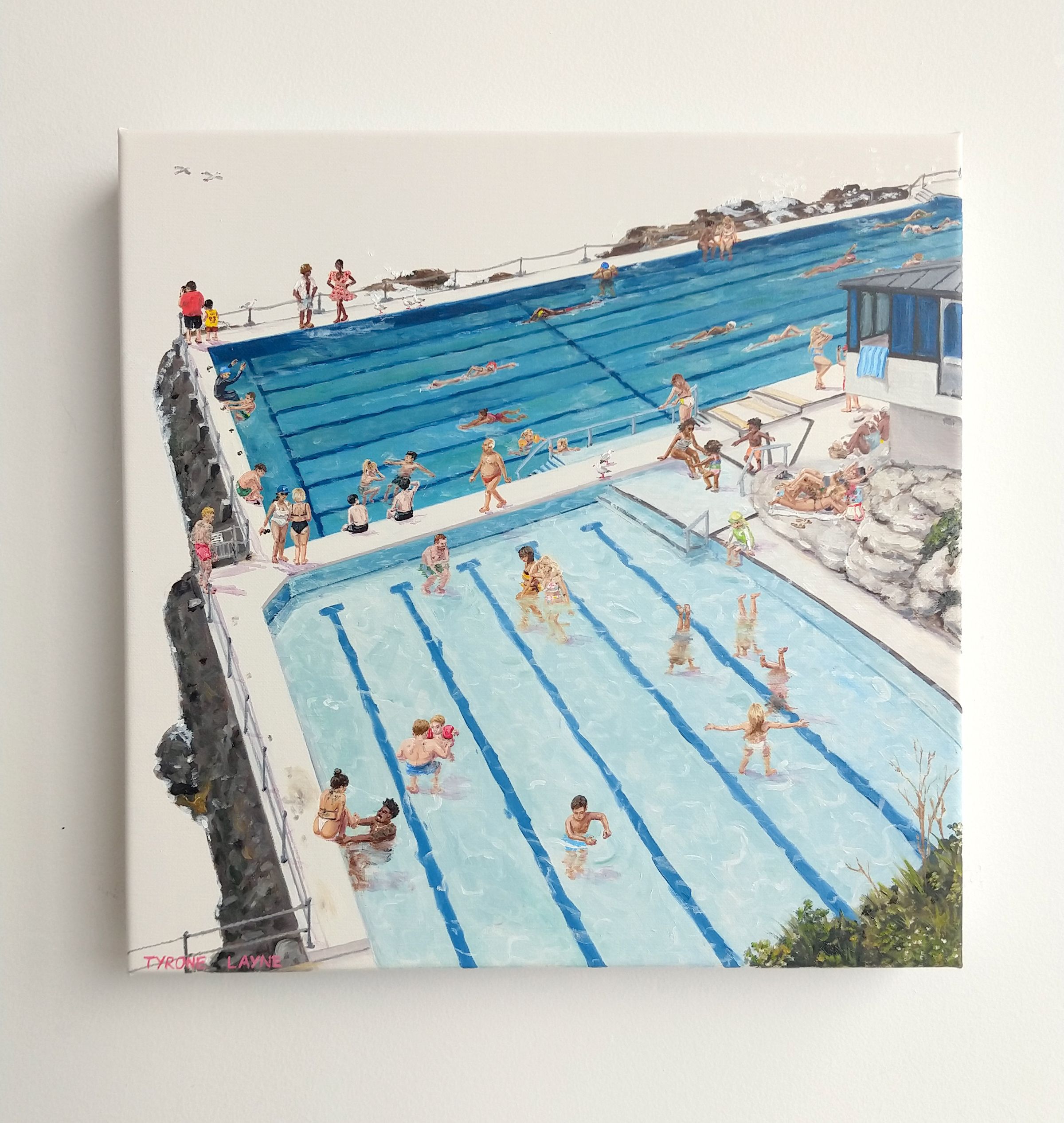 Bondi Icebergs. Oil & Acrylic on linen. 30.5cm X 30.5cm. 2020