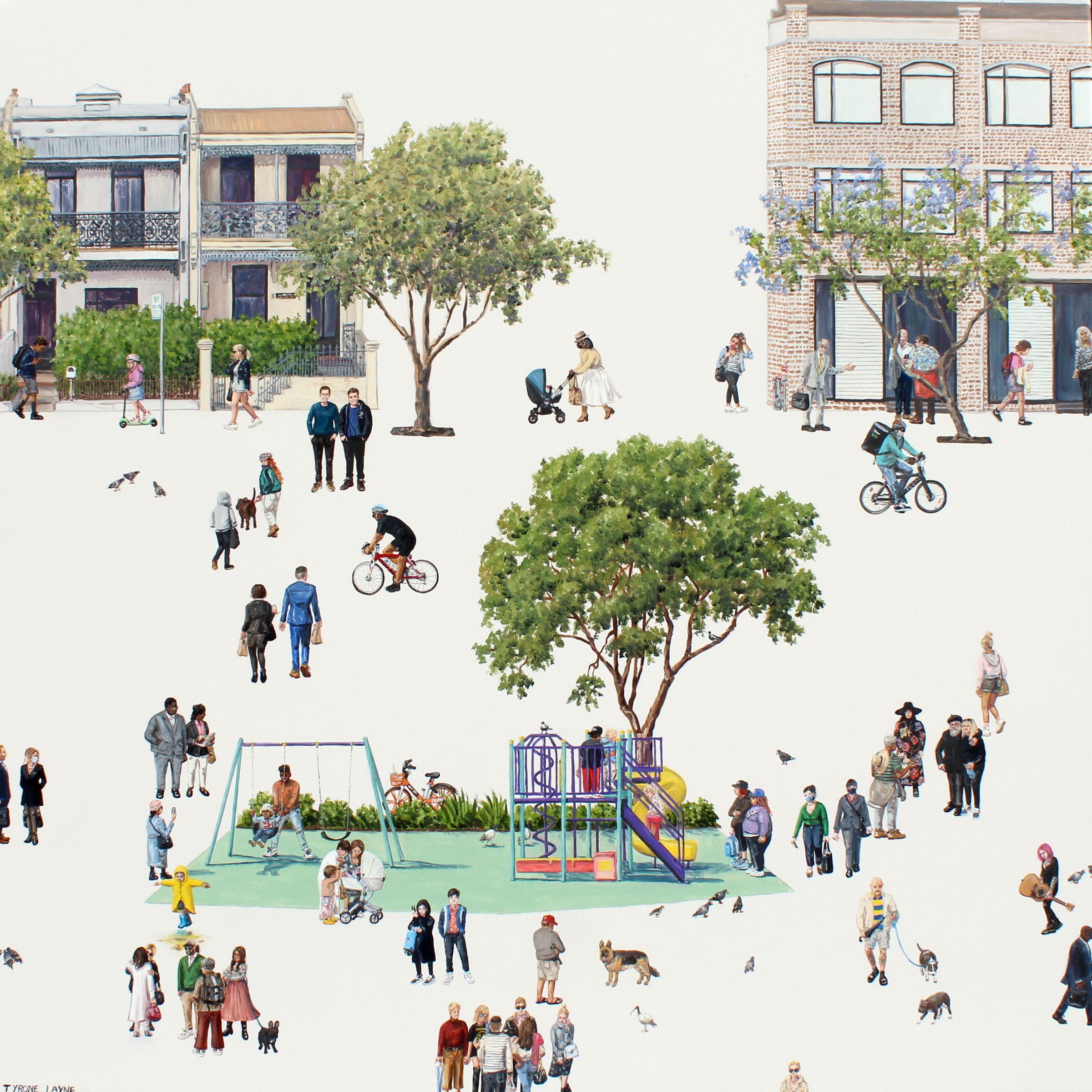A Day in Chippendale. Oil & Acrylic on canvas. 84cm X 84cm. 2020