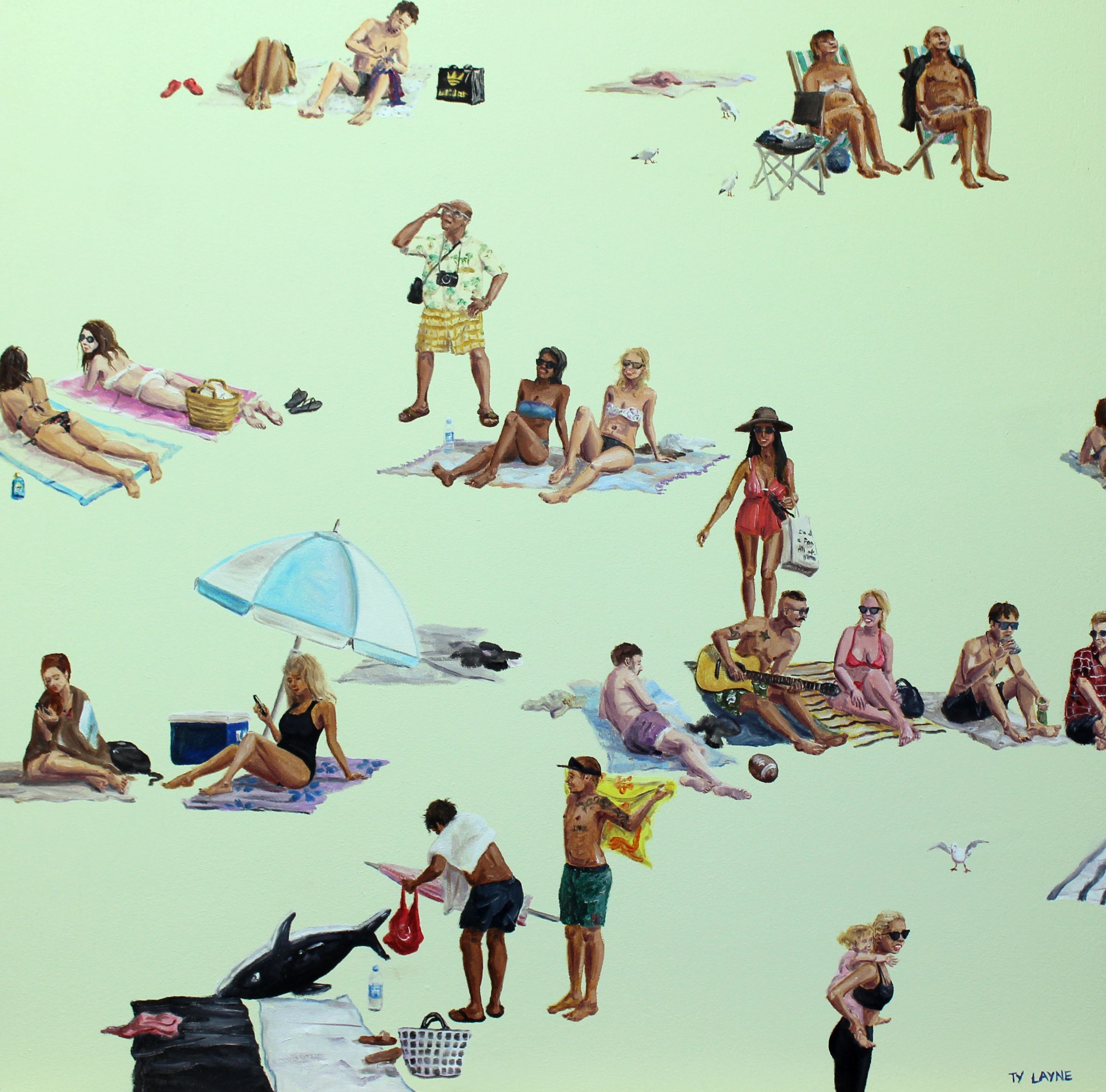 The Long Weekend. Oil & Acrylic on board. 58cm X 58cm. 2015