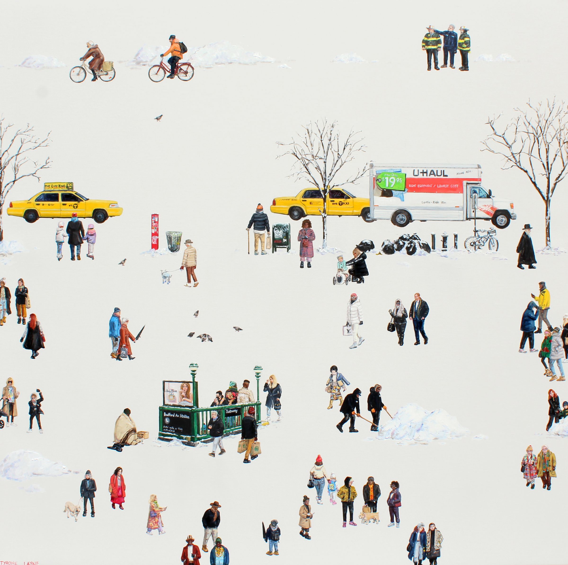 Snow Day in Williamsburg. Oil & Acrylic on canvas. 84cm X 84cm. 2020