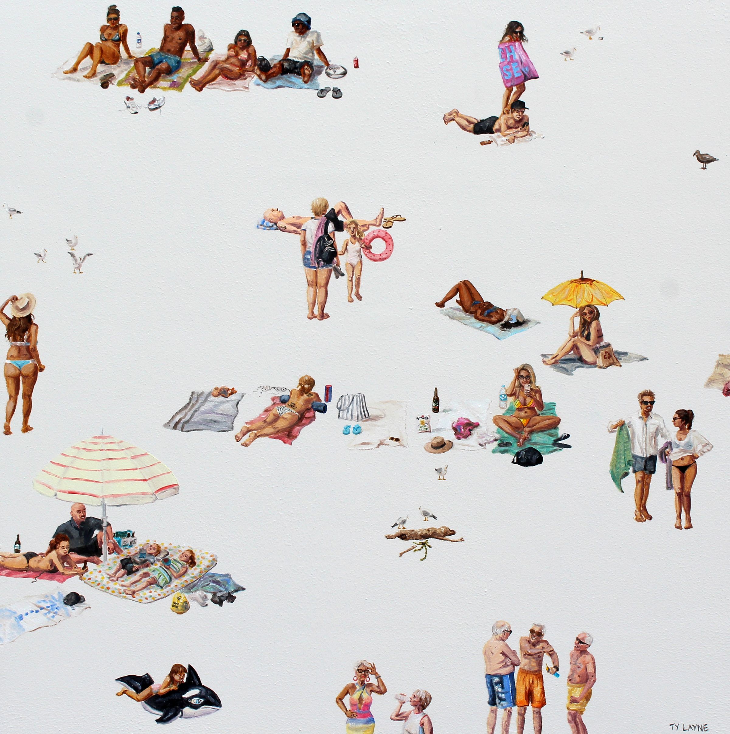 Drinking Hop Zombies at Takapuna Beach. Oil & Acrylic on board. 58cm X 58cm. 2015
