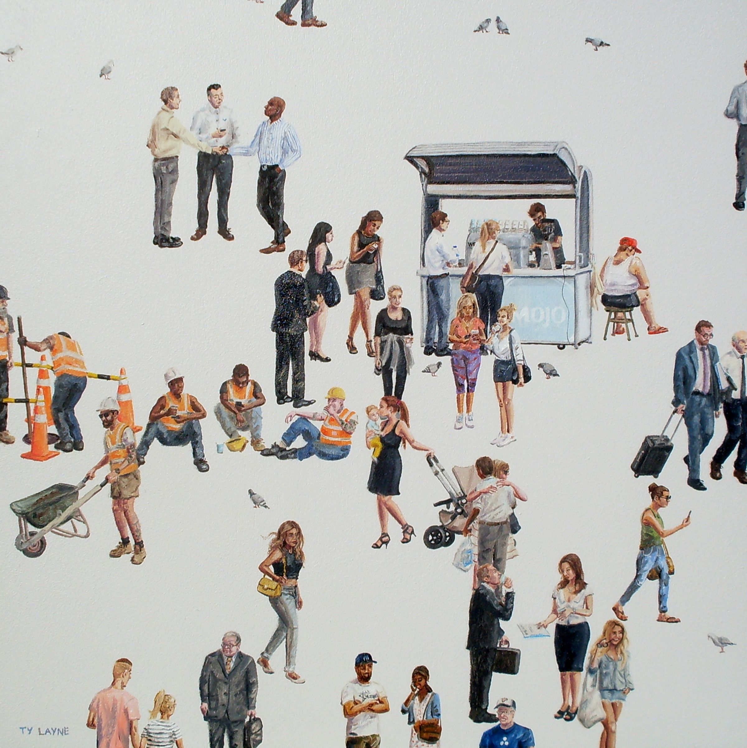 Coffee Break. Oil & Acrylic on board. 58cm X 58cm. 2015