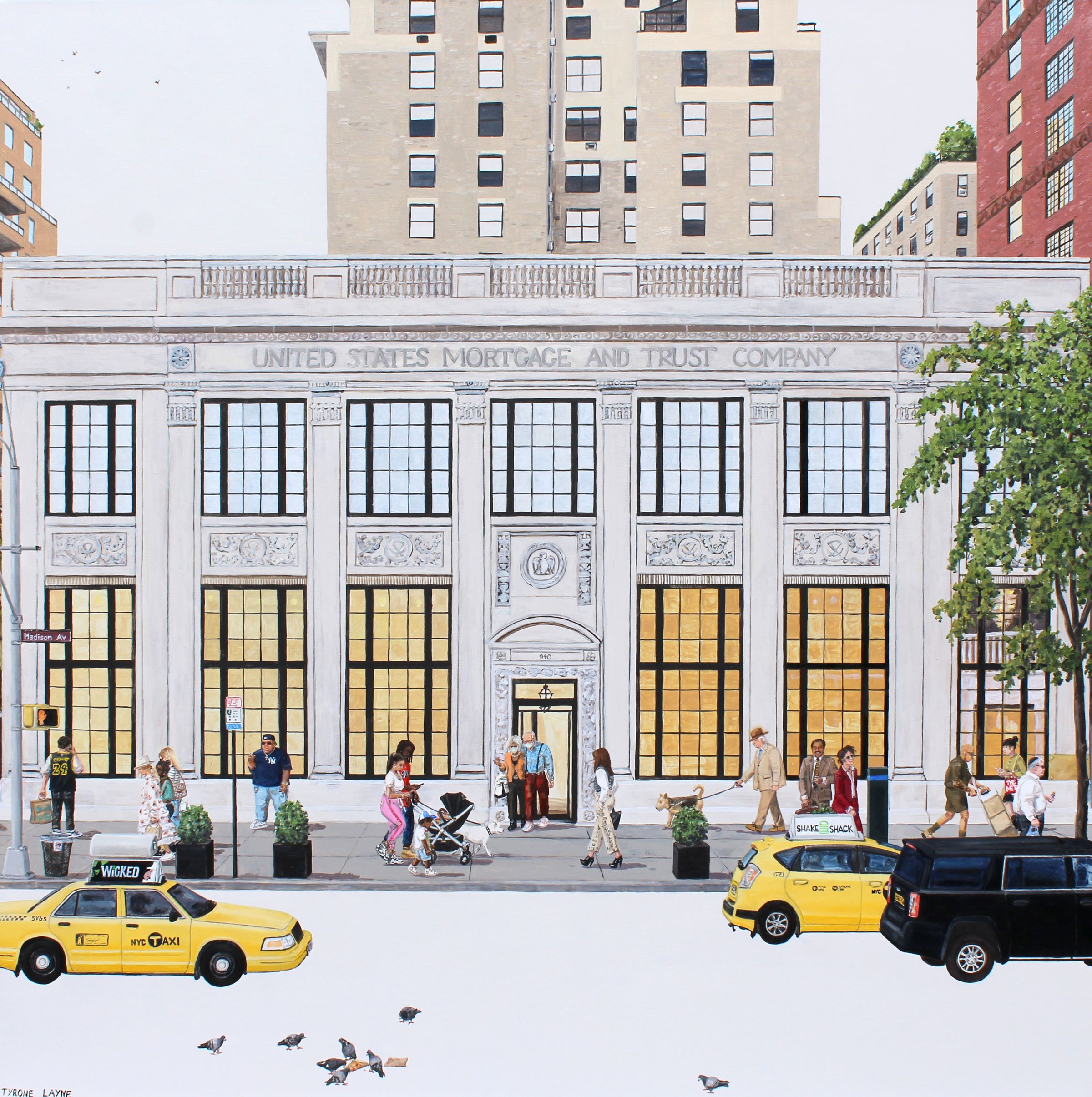Madison Avenue, Upper East Side. Oil & Acrylic on linen. 84cm x 84cm. 2020
