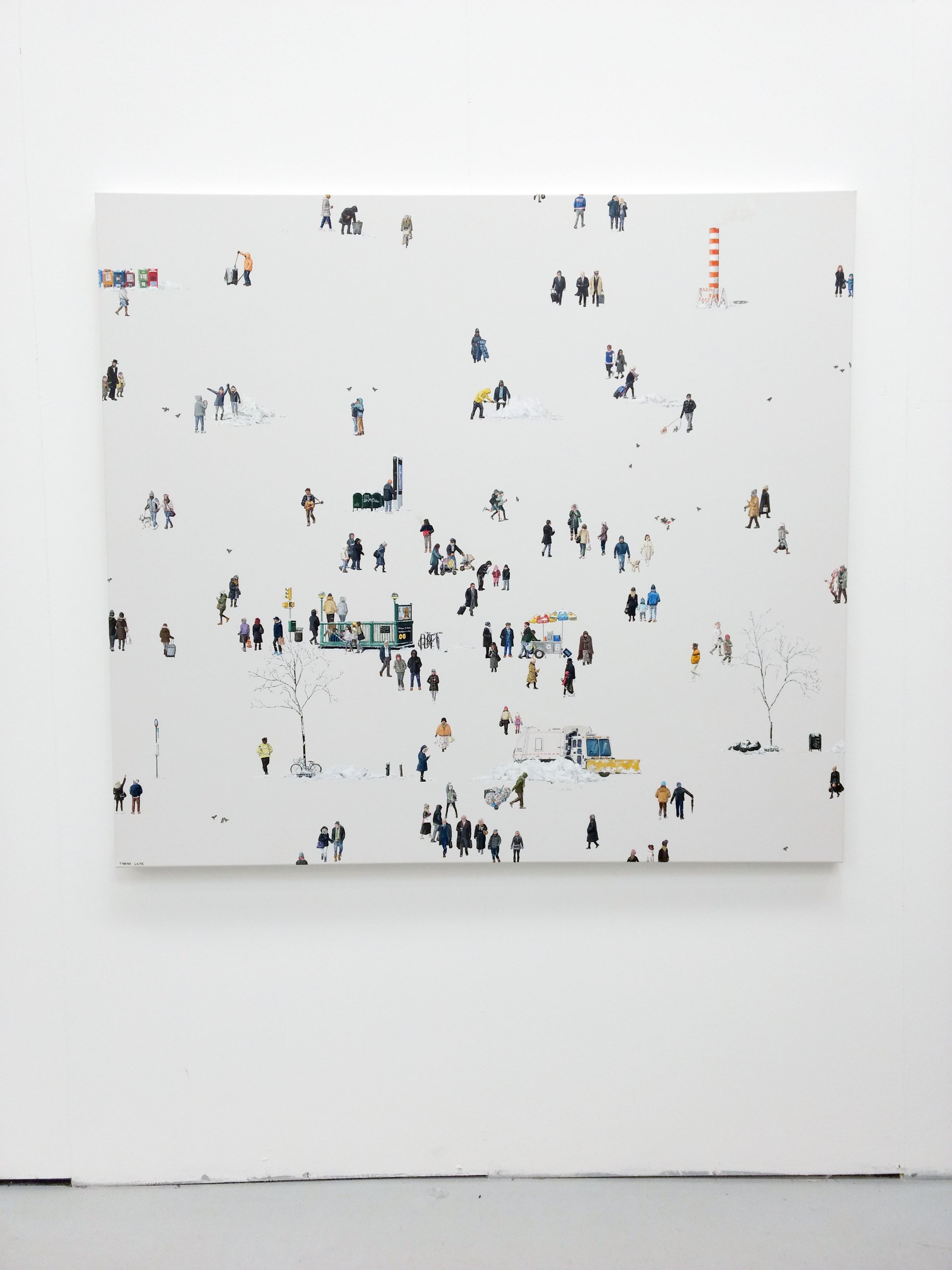 Snow Day in Soho. Oil & acrylic on canvas. 137cm X 152cm. 2018