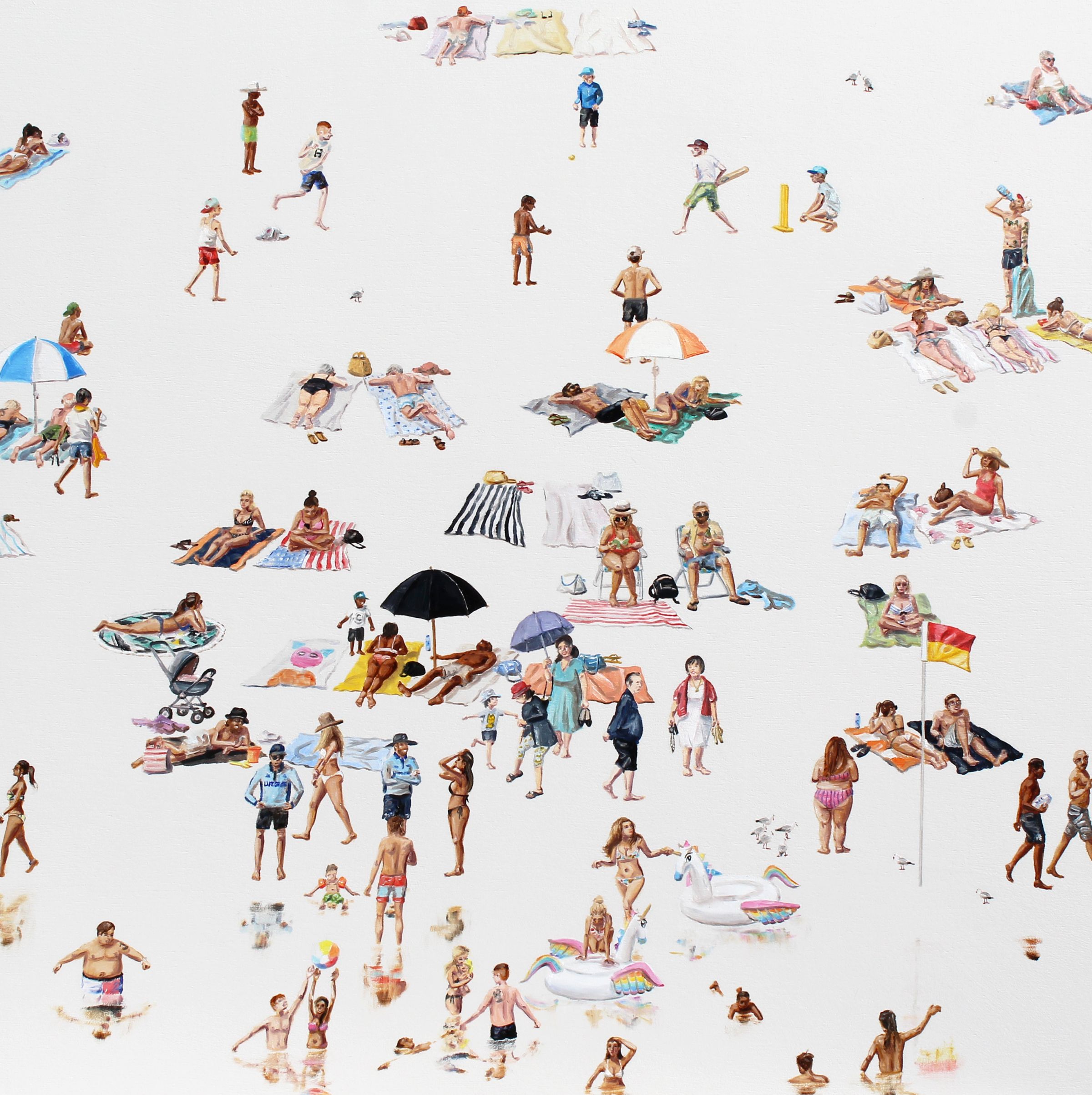 Unicorns at Bondi. Oil & acrylic on board. 60cm x 60cm. 2016