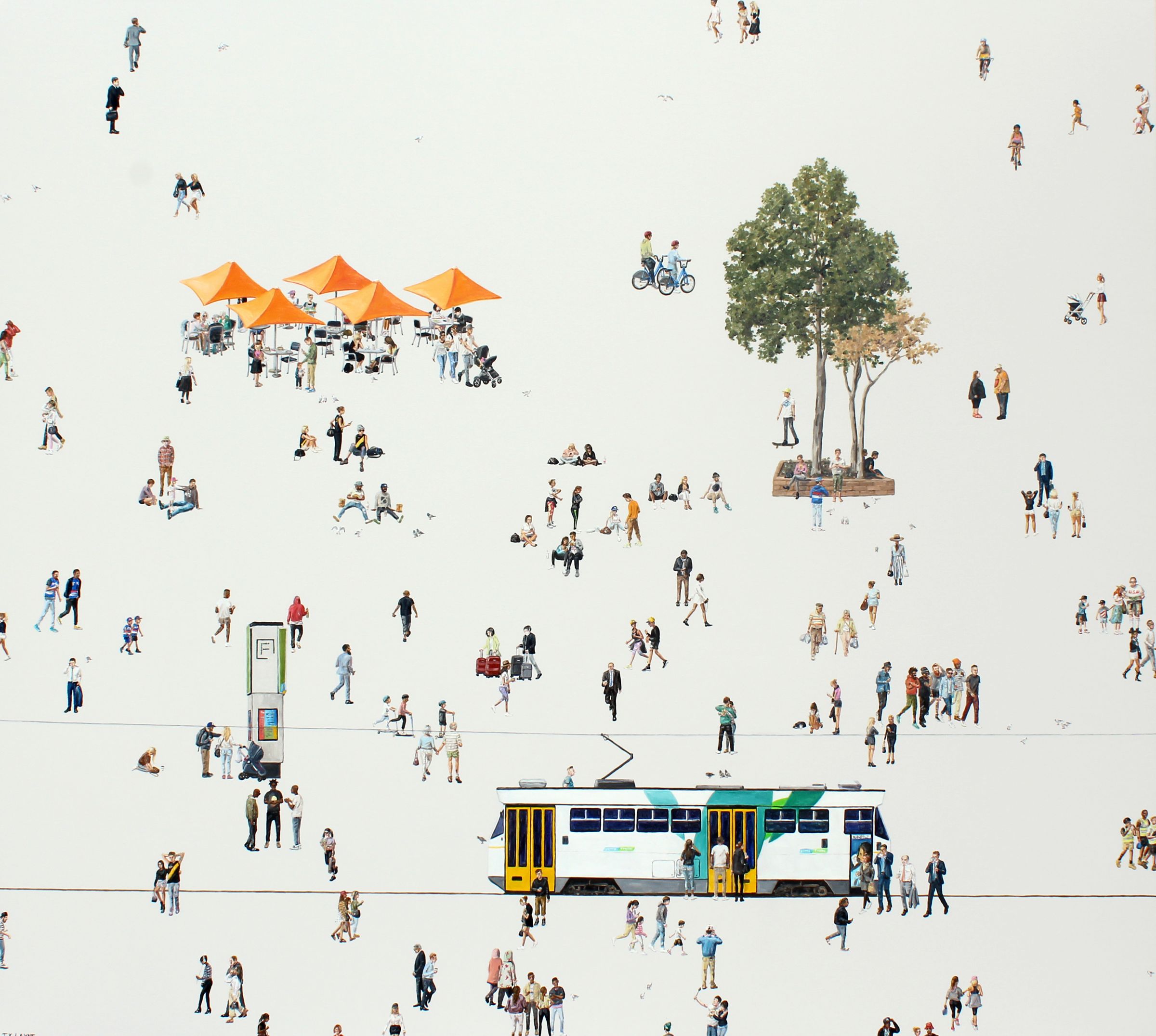 Federation Square- Melbourne. Oil & acrylic on canvas. 137cm x 152cm. 2017