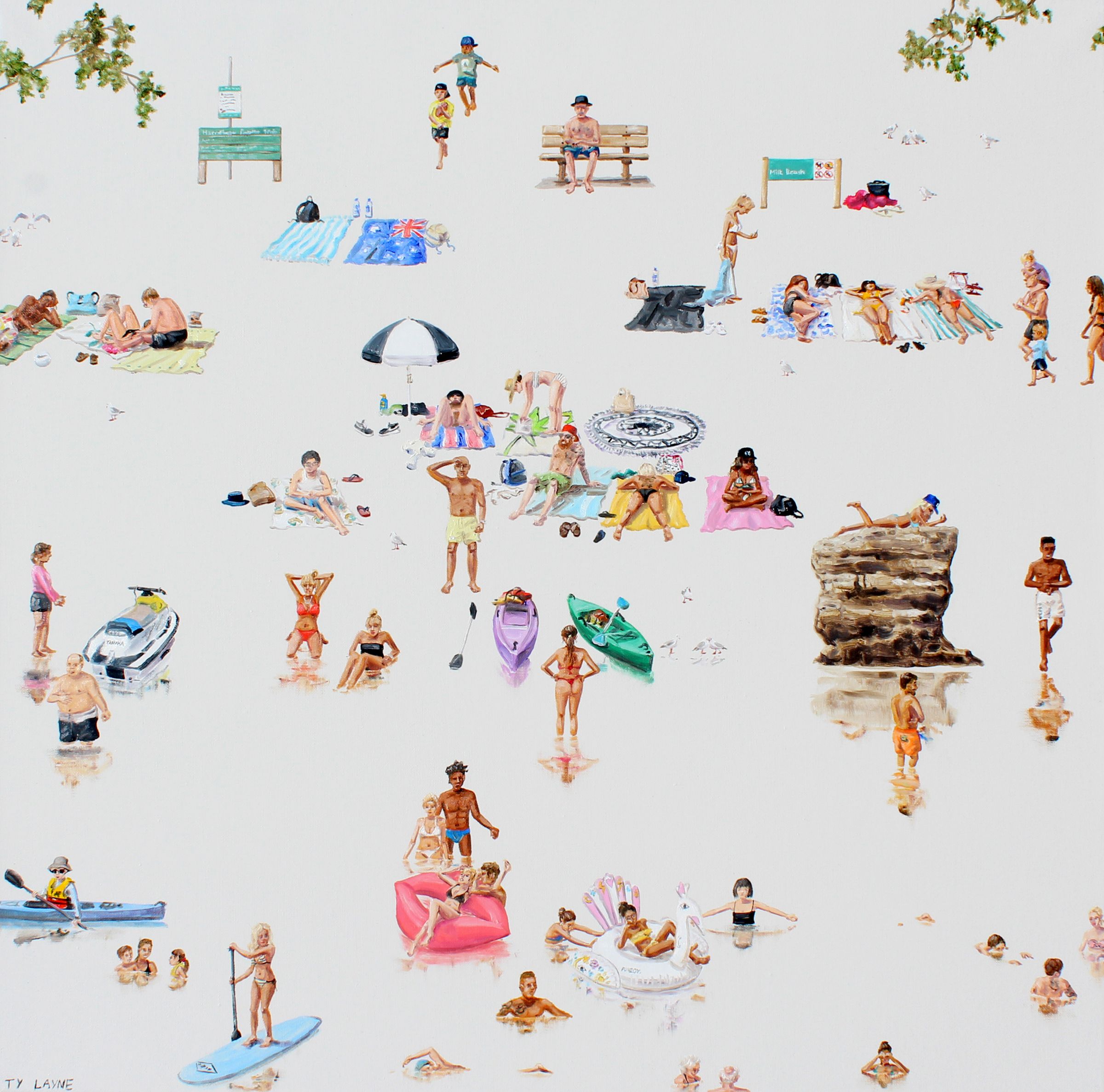 Milk Beach II. Oil & acrylic on linen. 61cm x 61cm. 2017