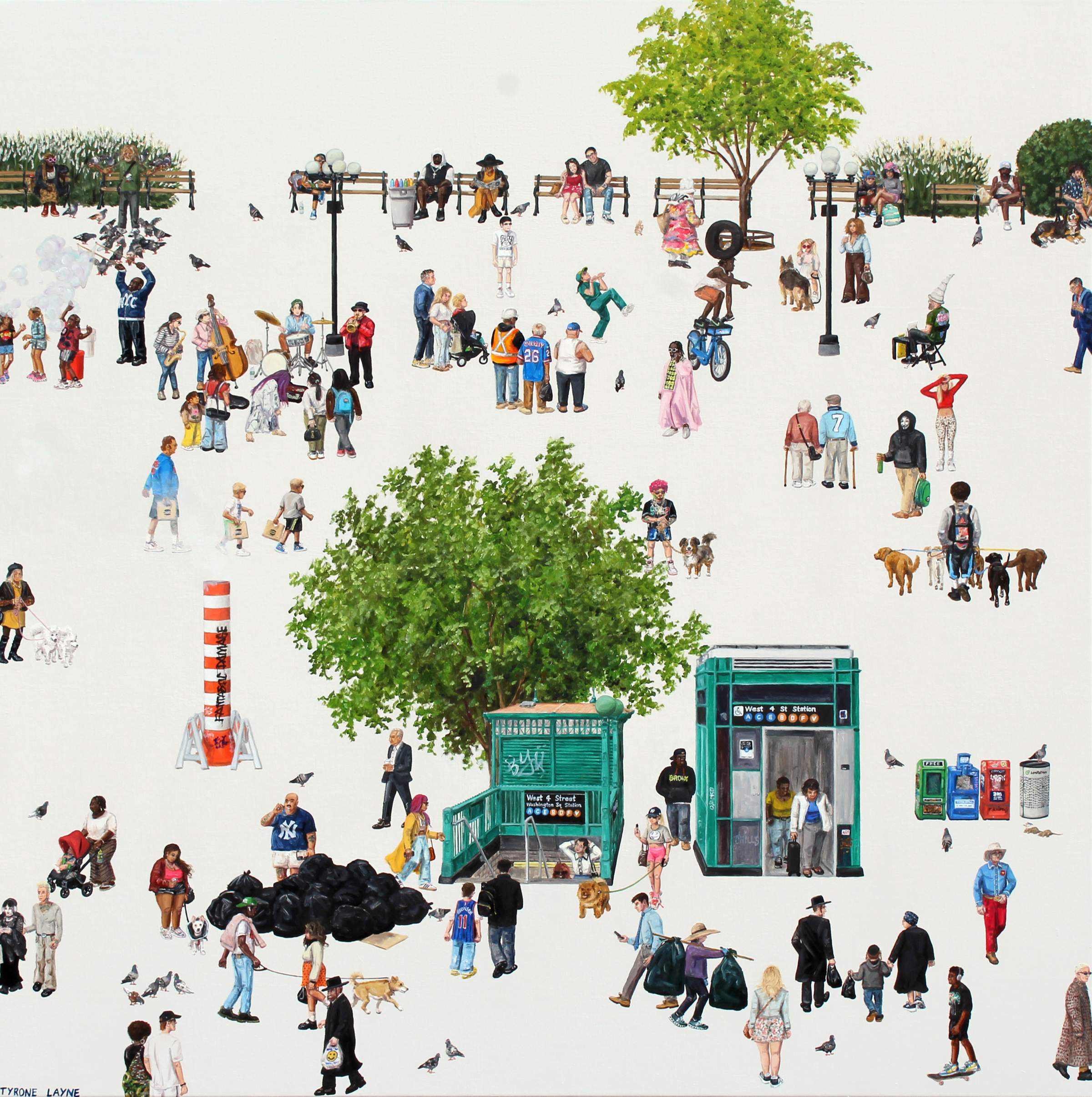 Washington Square Park NYC. Oil & acrylic on linen. 91cm x 91cm. 2024