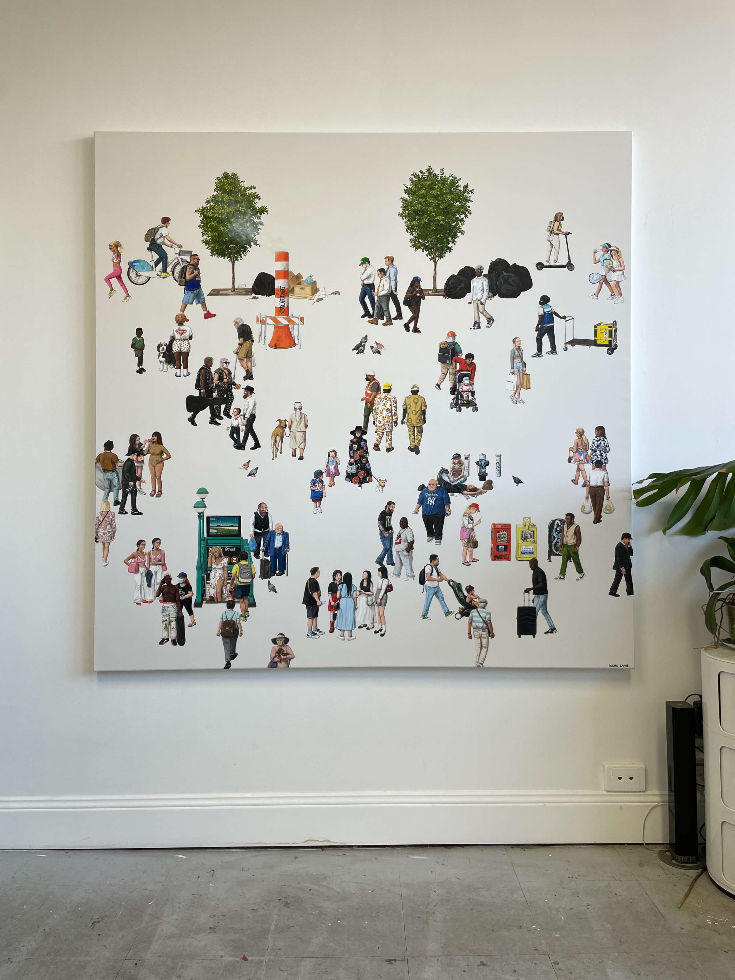 New Yorkers- Just Hanging Around. Oil & acrylic on linen. 152cm x 152cm. 2023