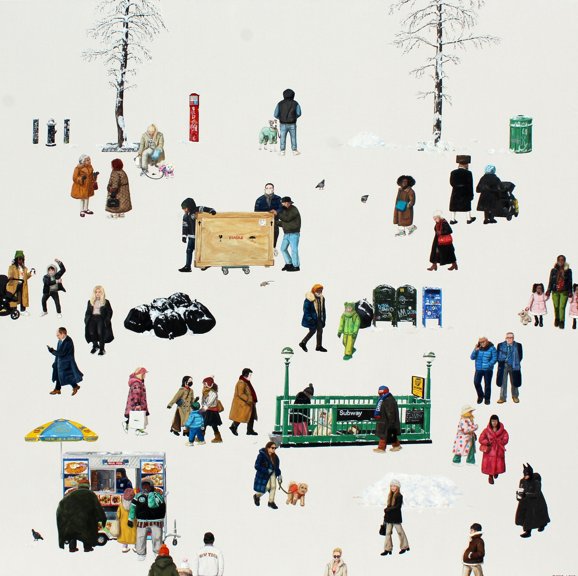 New Yorkers- Winter. Oil & acrylic on linen. 152cm x 152cm. 2023
