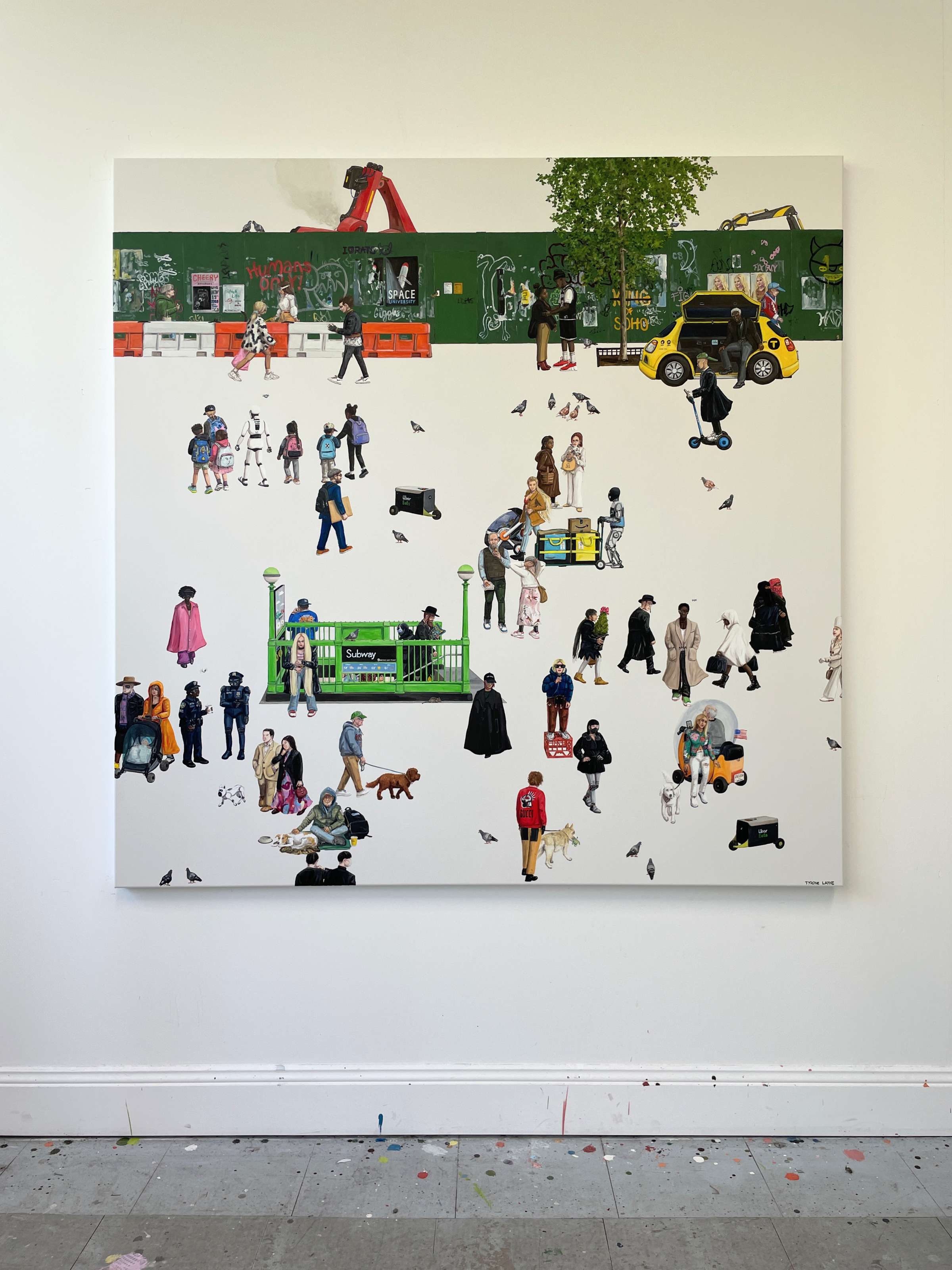 Soho 2053. Oil & acrylic on linen. 152cm x 152cm. 2023