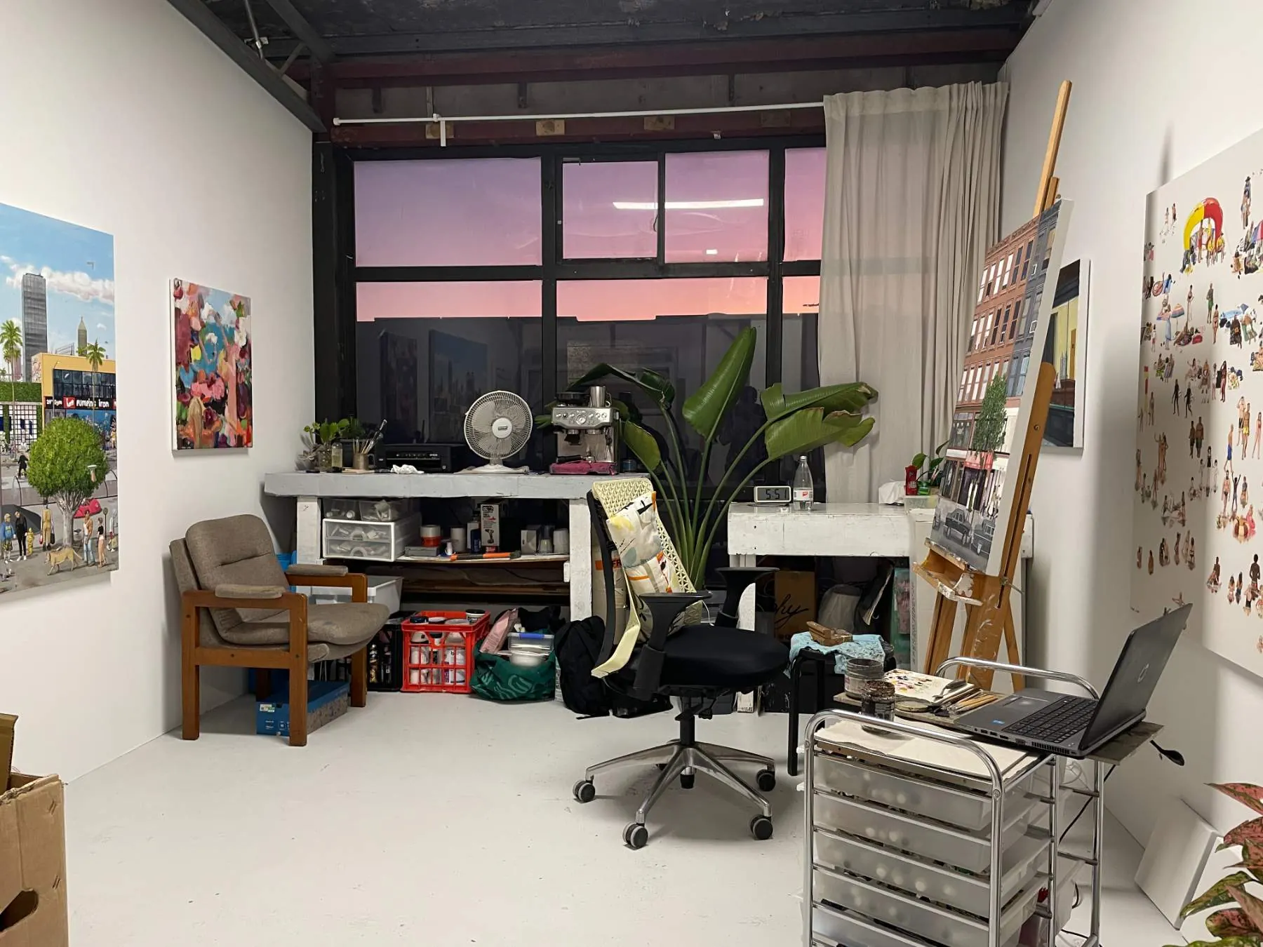 Detail of Tyrone Layne's studio workspace, 2025.